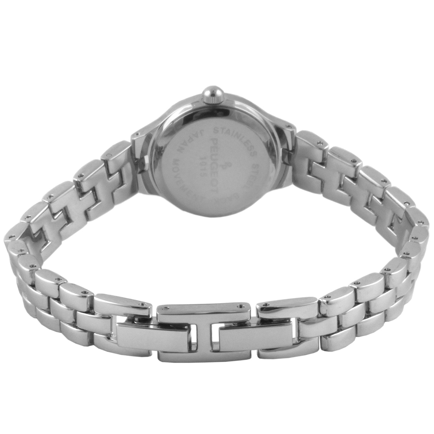 Women 22mm Round Silver Self-Adjust Link Bracelet Watch