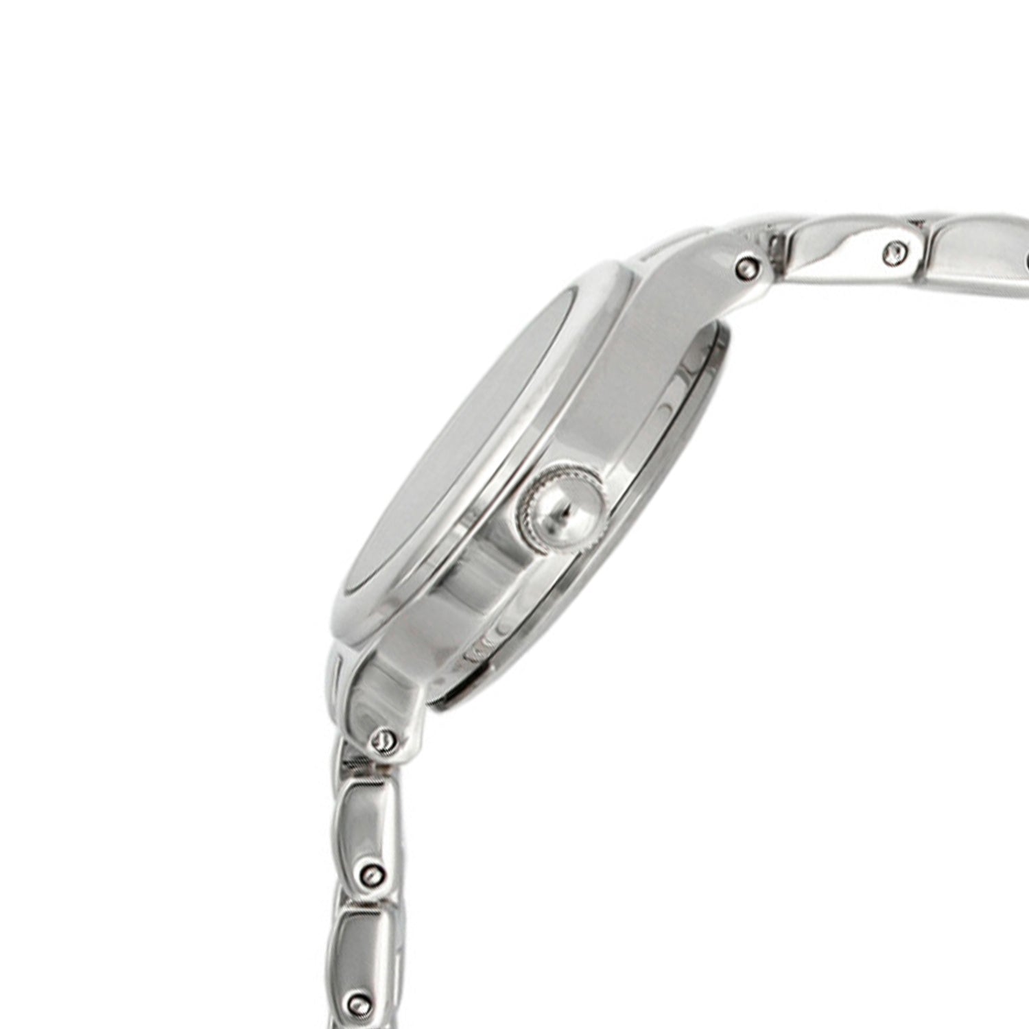 Women 22mm Round Silver Self-Adjust Link Bracelet Watch