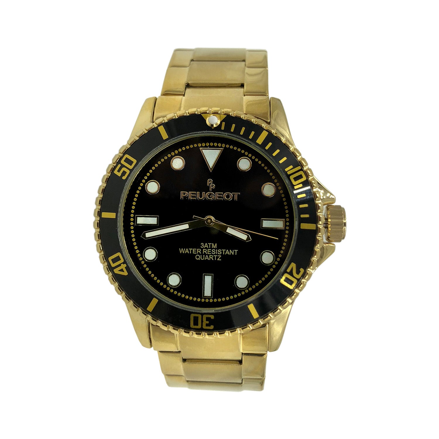 Men's 40mm Sport Watch with Rotating Bezel-Stainless Steel Gold Bracelet