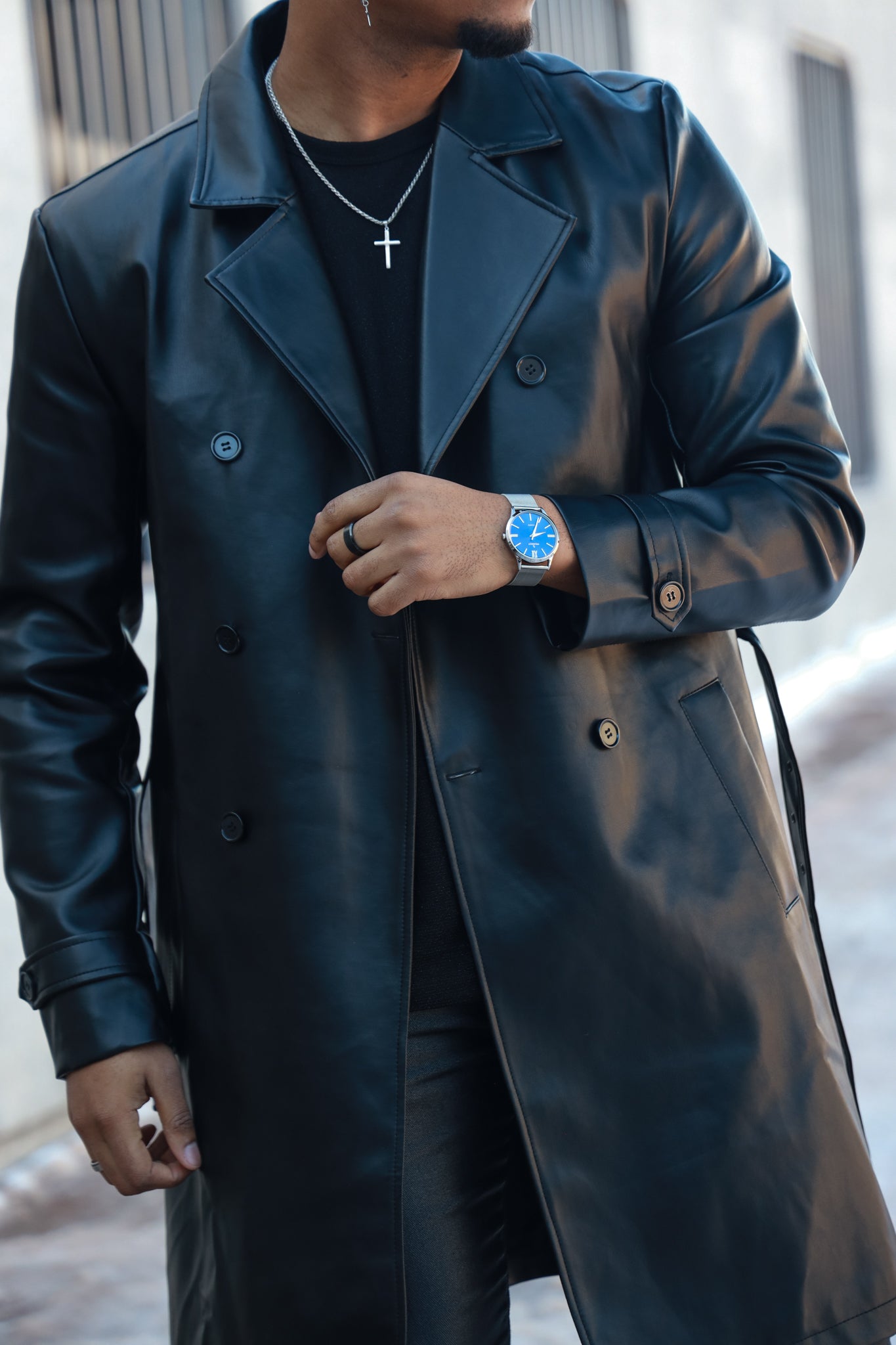 Men's 40mm Blue Dial Slim Case Stainless Steel Mesh Watch