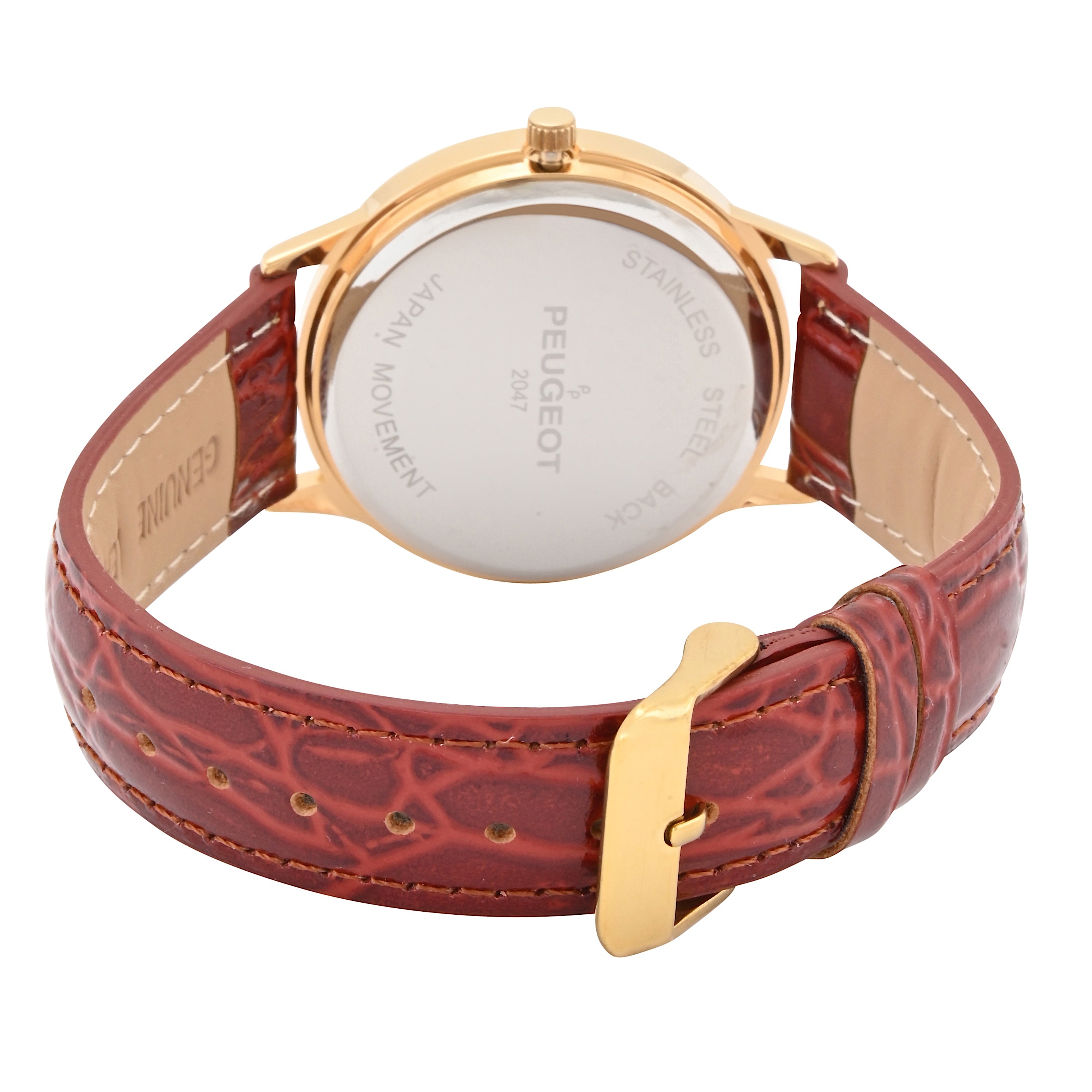 Men's 38mm Brown Sun-Moon Leather Strap watch