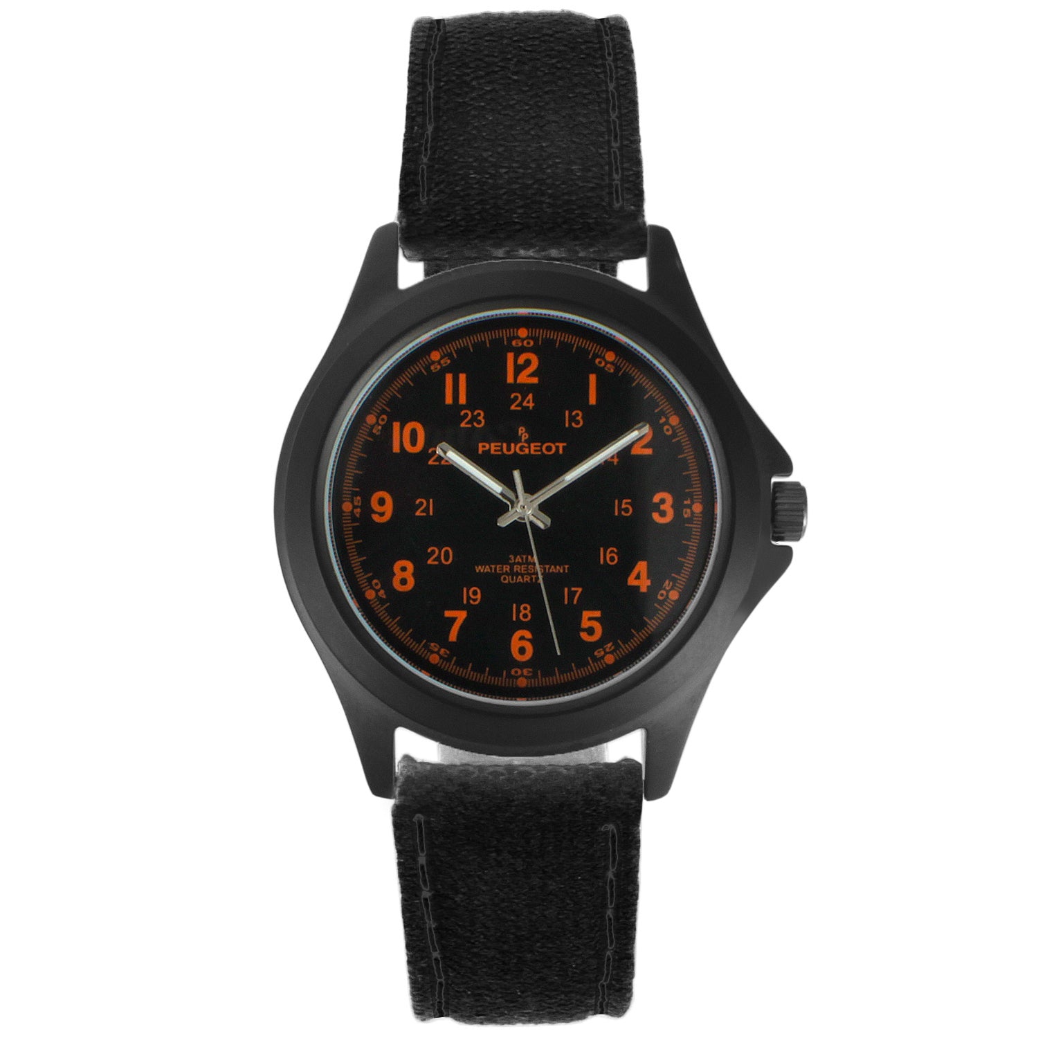 Men's 40mm Black Military Dial Sport Canvas Strap Watch
