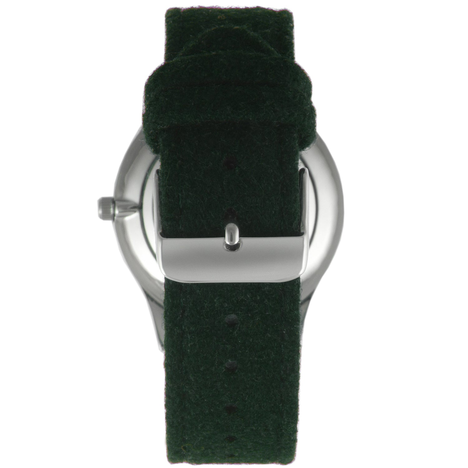 Men's Round 40mm Steel Case with Green Wool/Leather Strap