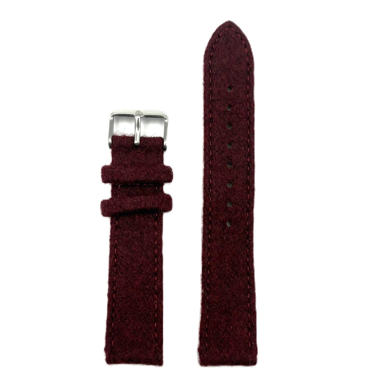 Men's Wine Wool/Leather Strap- Silver Buckle | 20MM