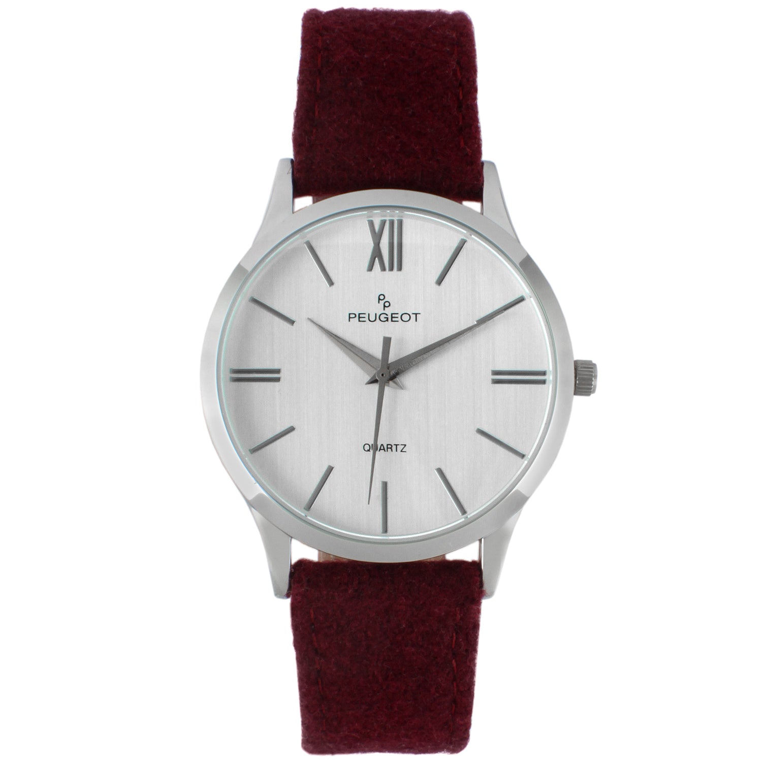 Men's Round 40mm Steel Case with Purple Wool/Leather Strap