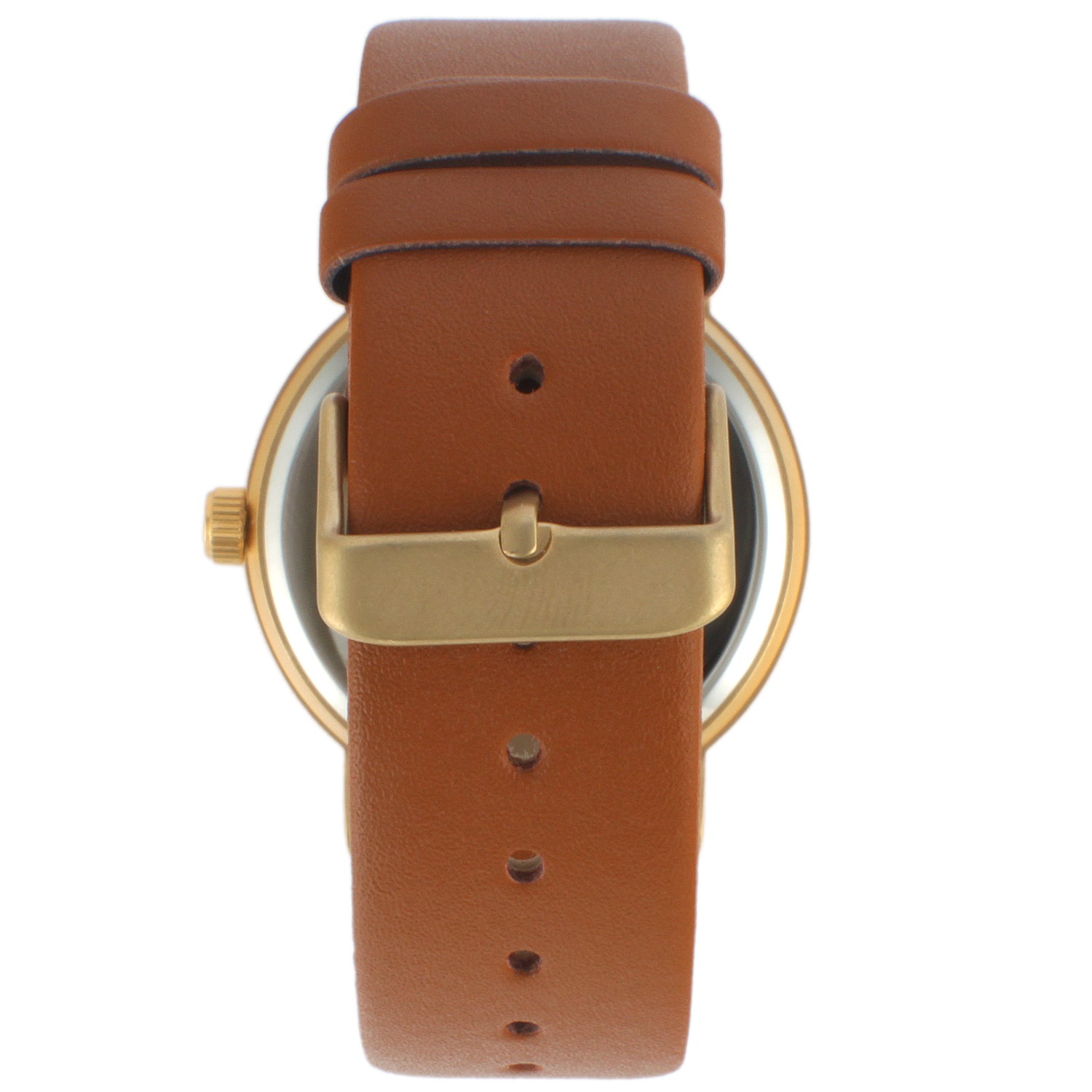 Men's 40mm Brown Minimalist Calfskin Leather Strap Watch