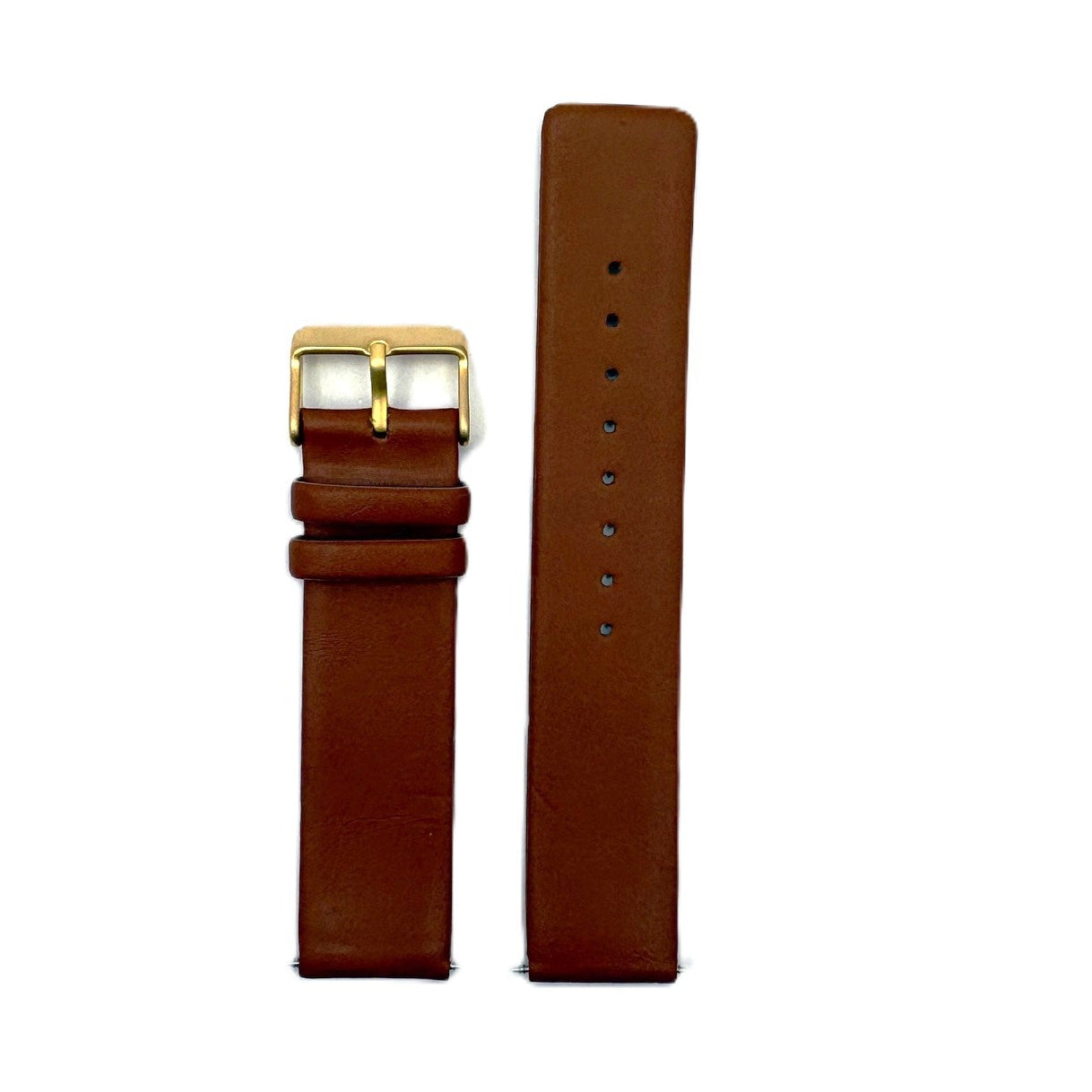 Men's Brown Smooth Leather Strap- Gold Buckle | 20MM