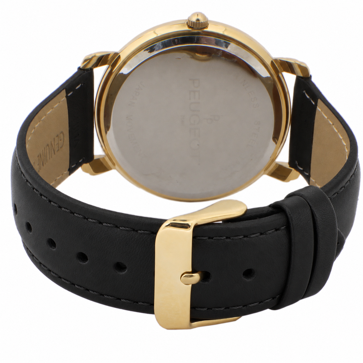 Men 38mm Gold Retro Design with Black Calf Skin Leather Strap watch