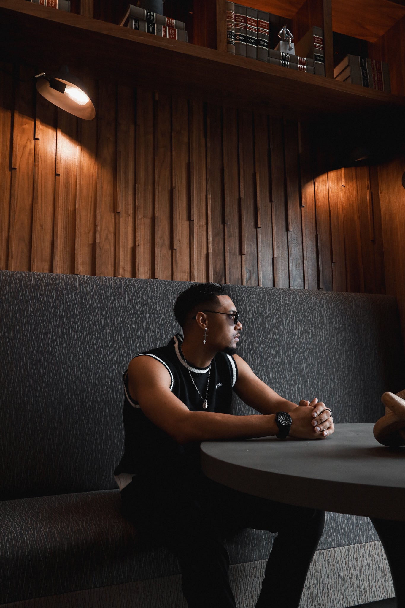 Men's 44mm Black Sport Calendar Stitched Rubber Band Watch