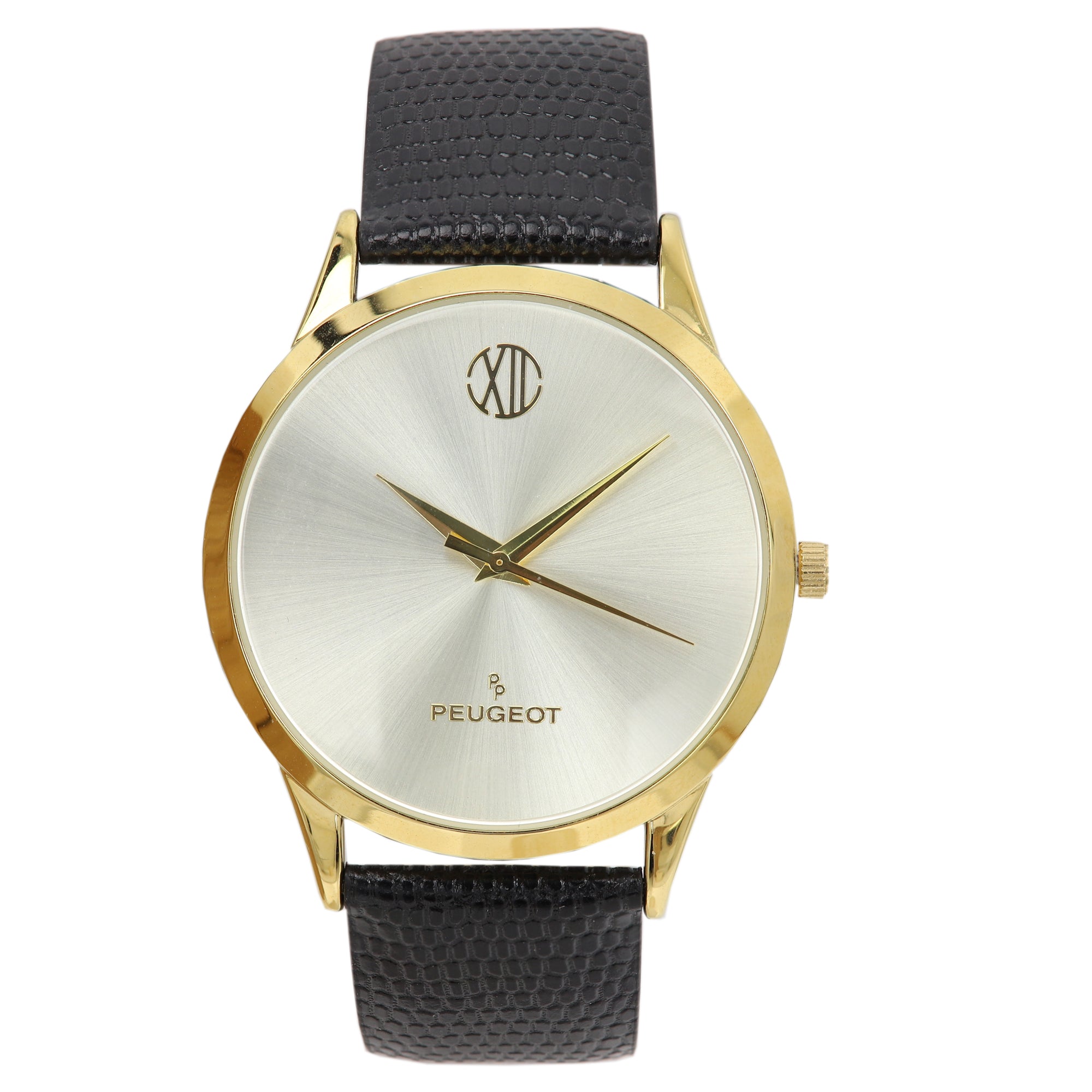Men Gold Leather Dress Watch & Pen Gift Set