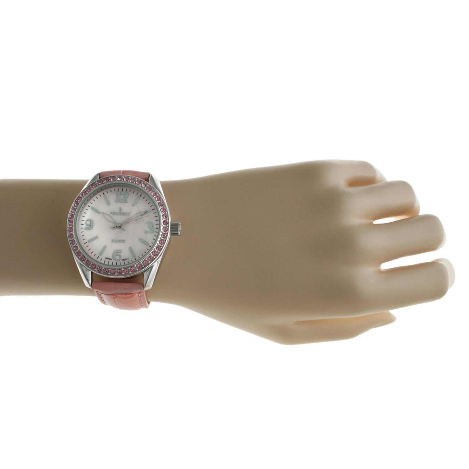 Women's Pink Watch 40mm Bold Crystal Bezel Leather Strap