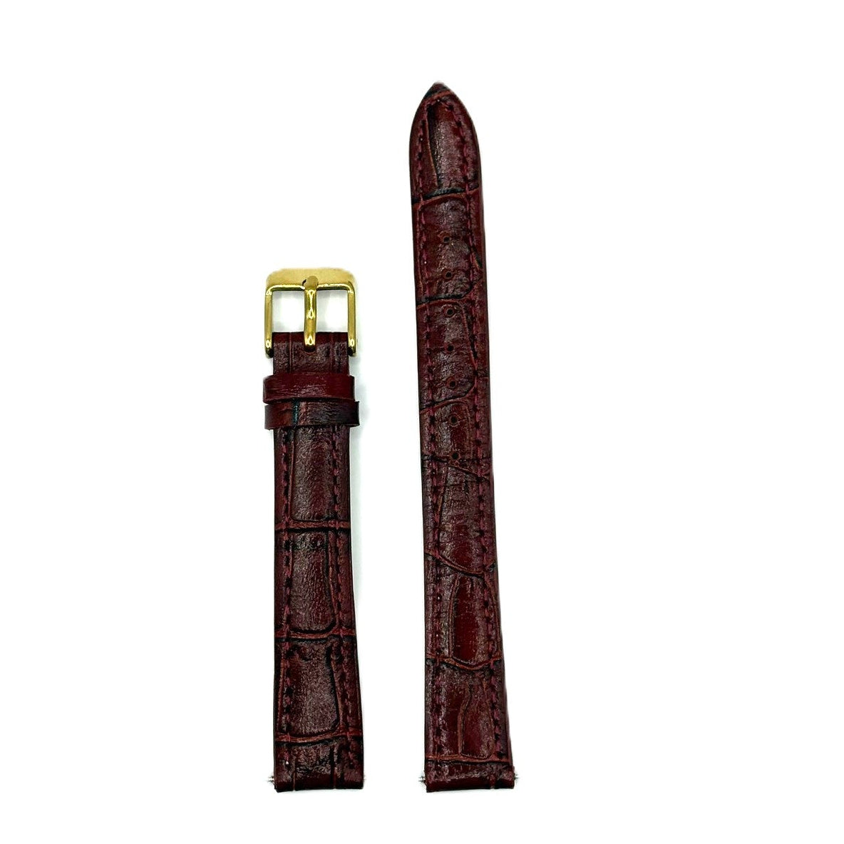Women's Brown Croc Embossed Leather Strap- Gold Buckle | 14MM