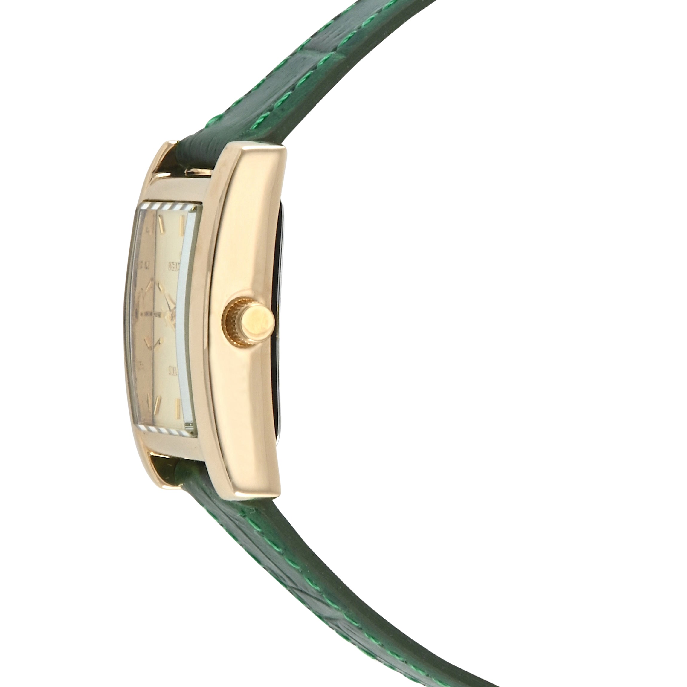 Women's 34x20mm Contour Dress Watch Green Leather Strap