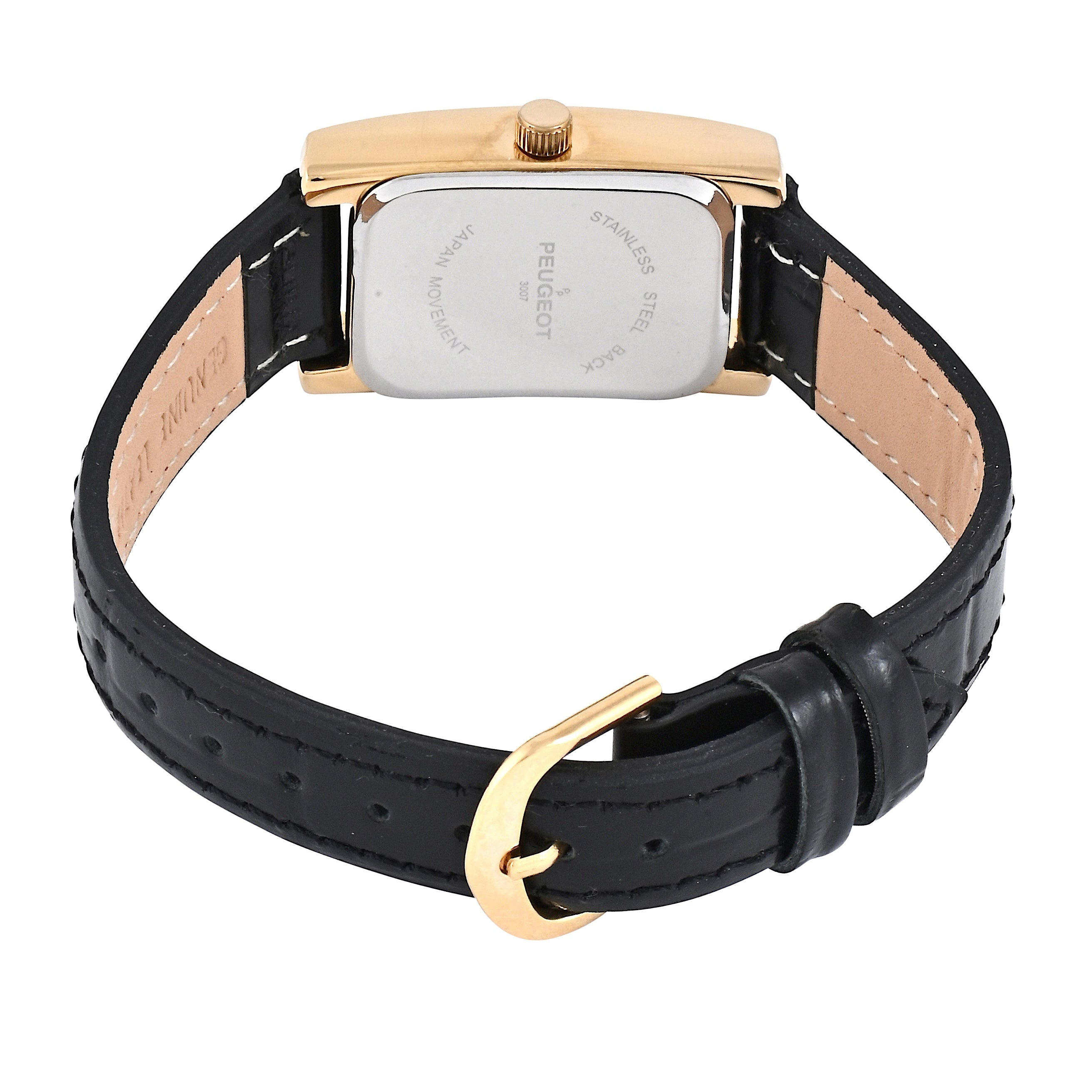 Women's 34x20mm White Roman Dial Tank Dress Watch with Black Leather Strap