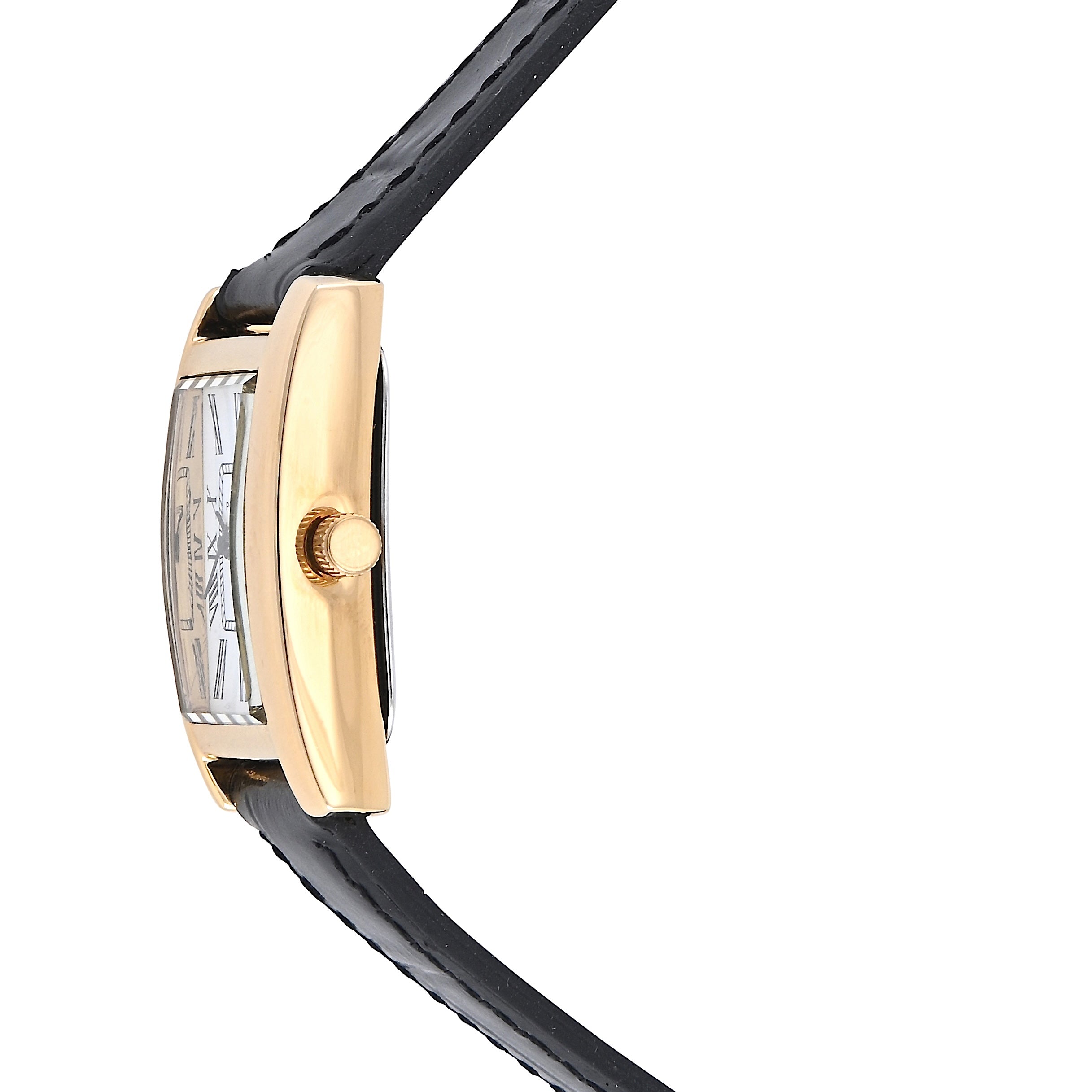 Women's 34x20mm White Roman Dial Tank Dress Watch with Black Leather Strap