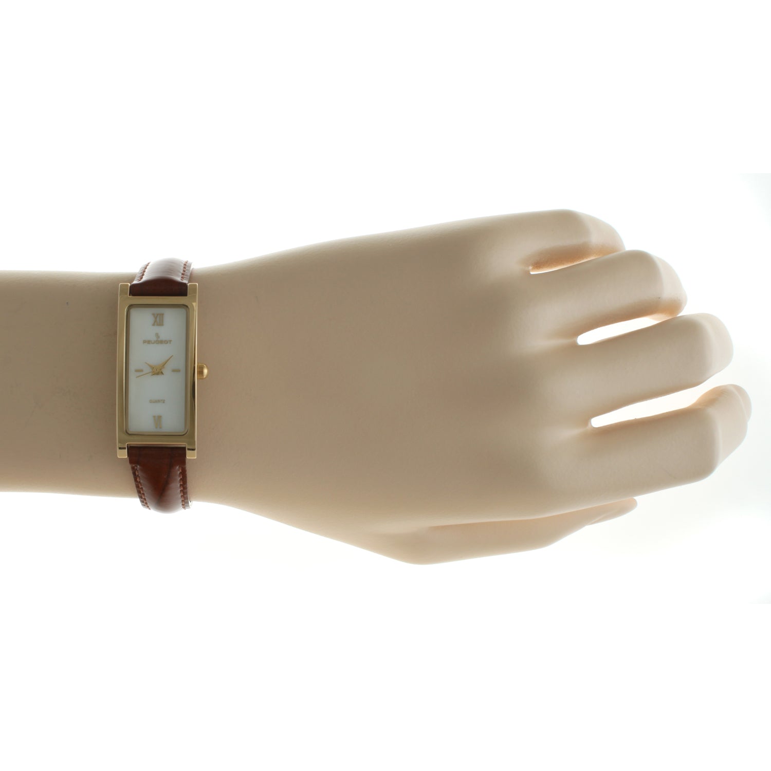 Women's 35x18mm Watch Glossy Brown Leather Strap