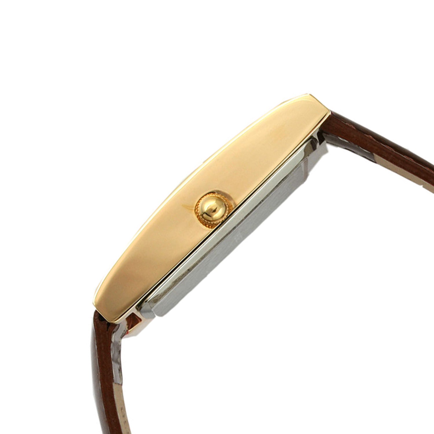 Women's 35x18mm Watch Glossy Brown Leather Strap