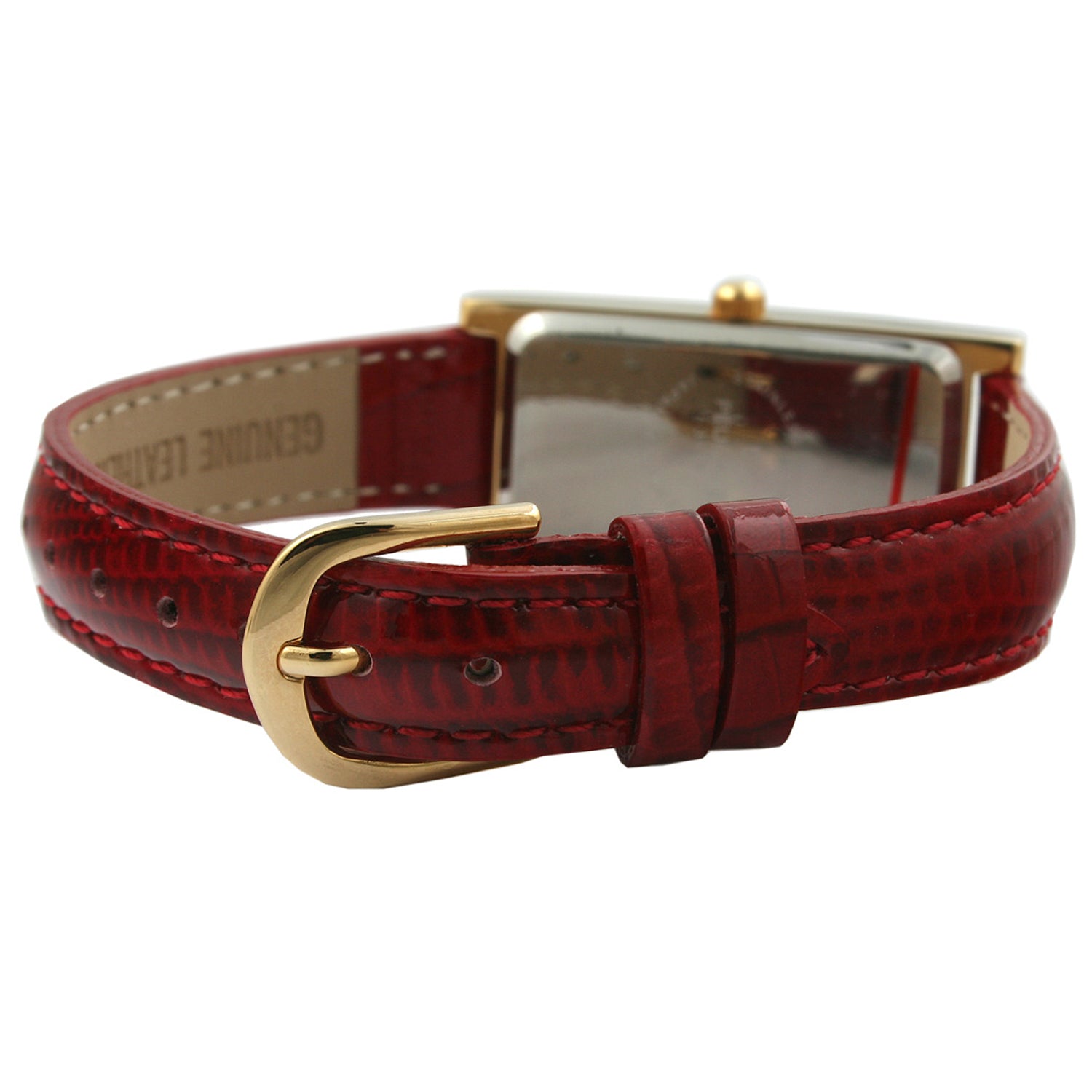 Women's 35x18mm Watch Glossy Red Leather Strap