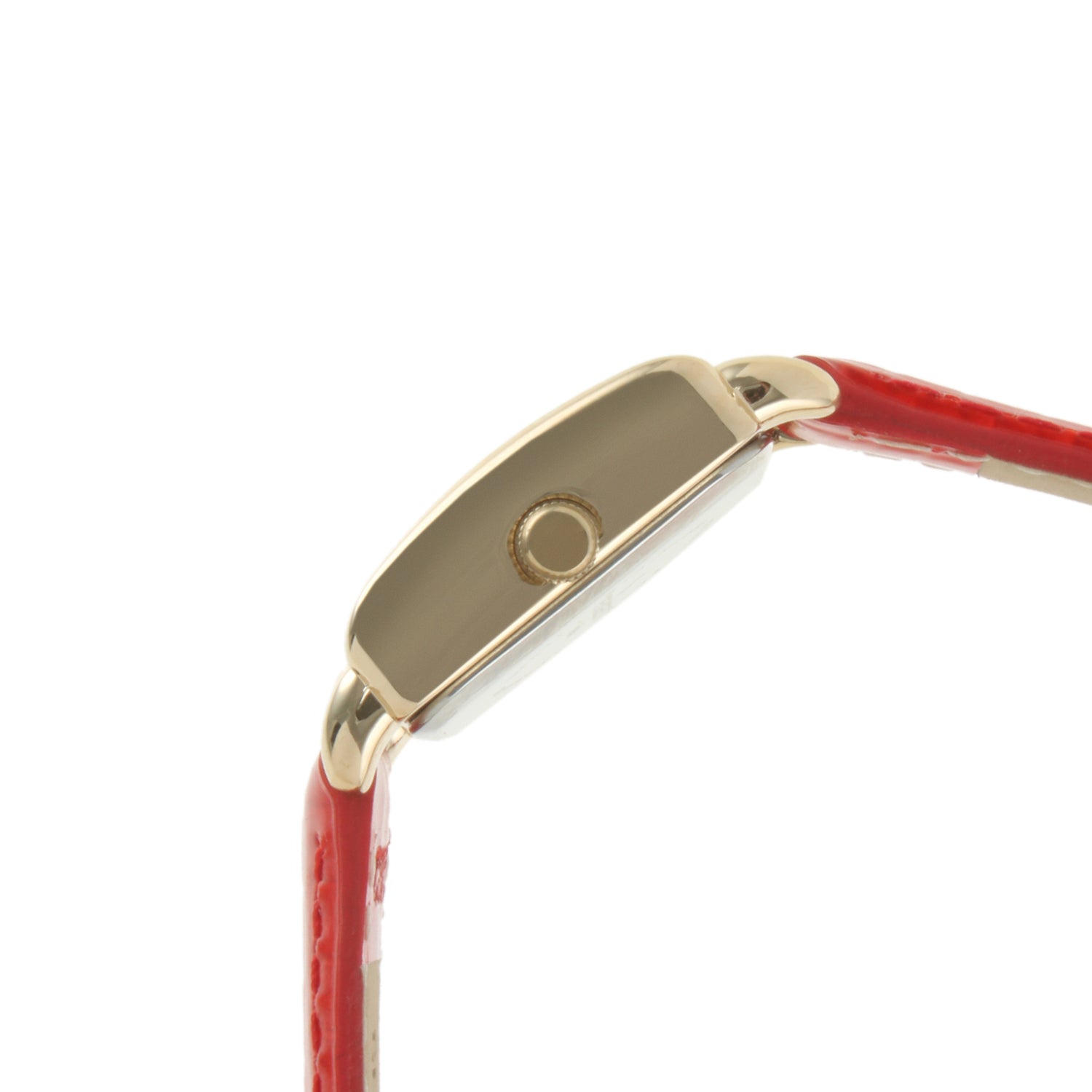 Women's 20mm Square Watch with Glossy Red Leather Strap
