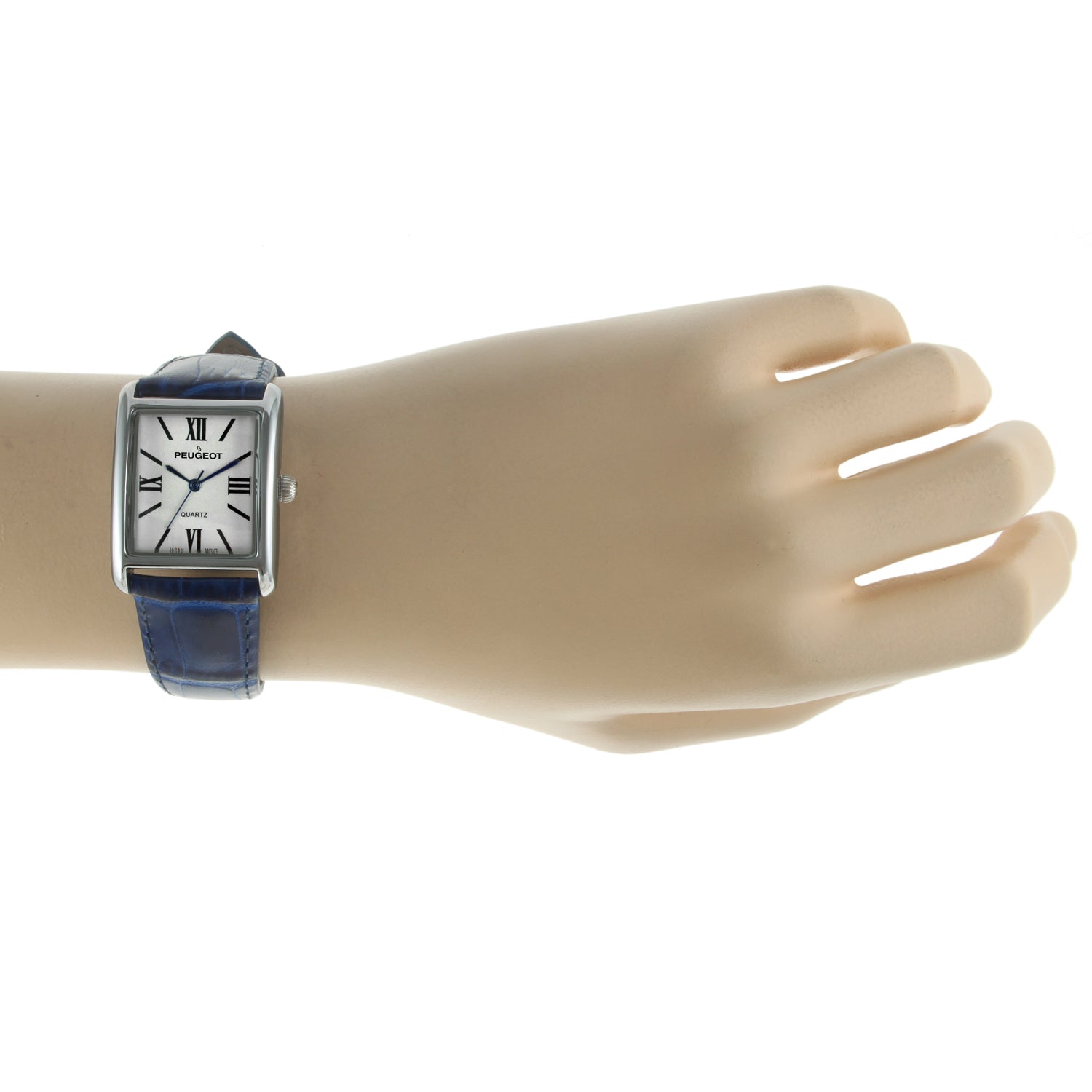 Women's Tank Watch Roman Dial Blue Leather Strap