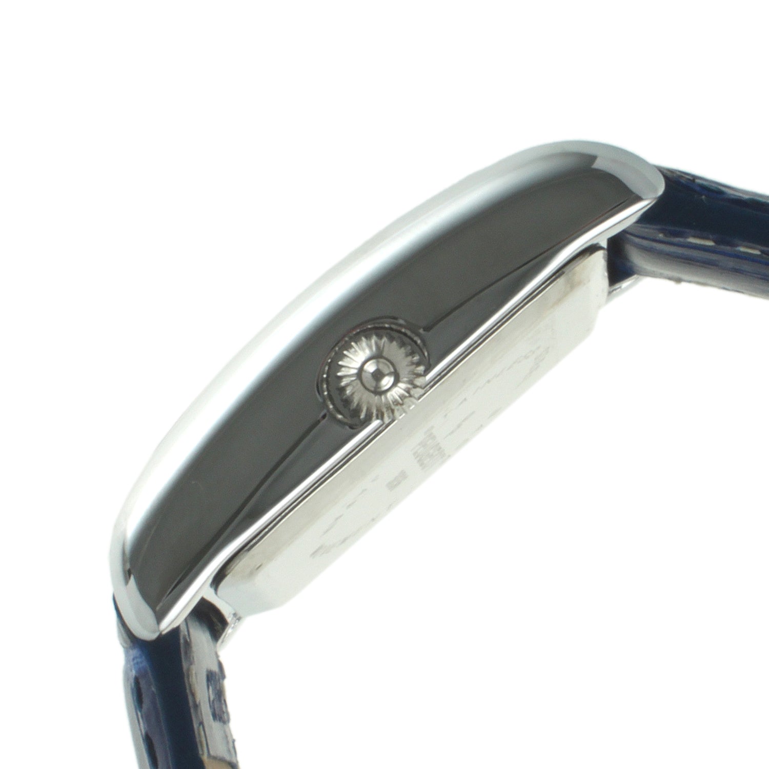 Women's Tank Watch Roman Dial Blue Leather Strap