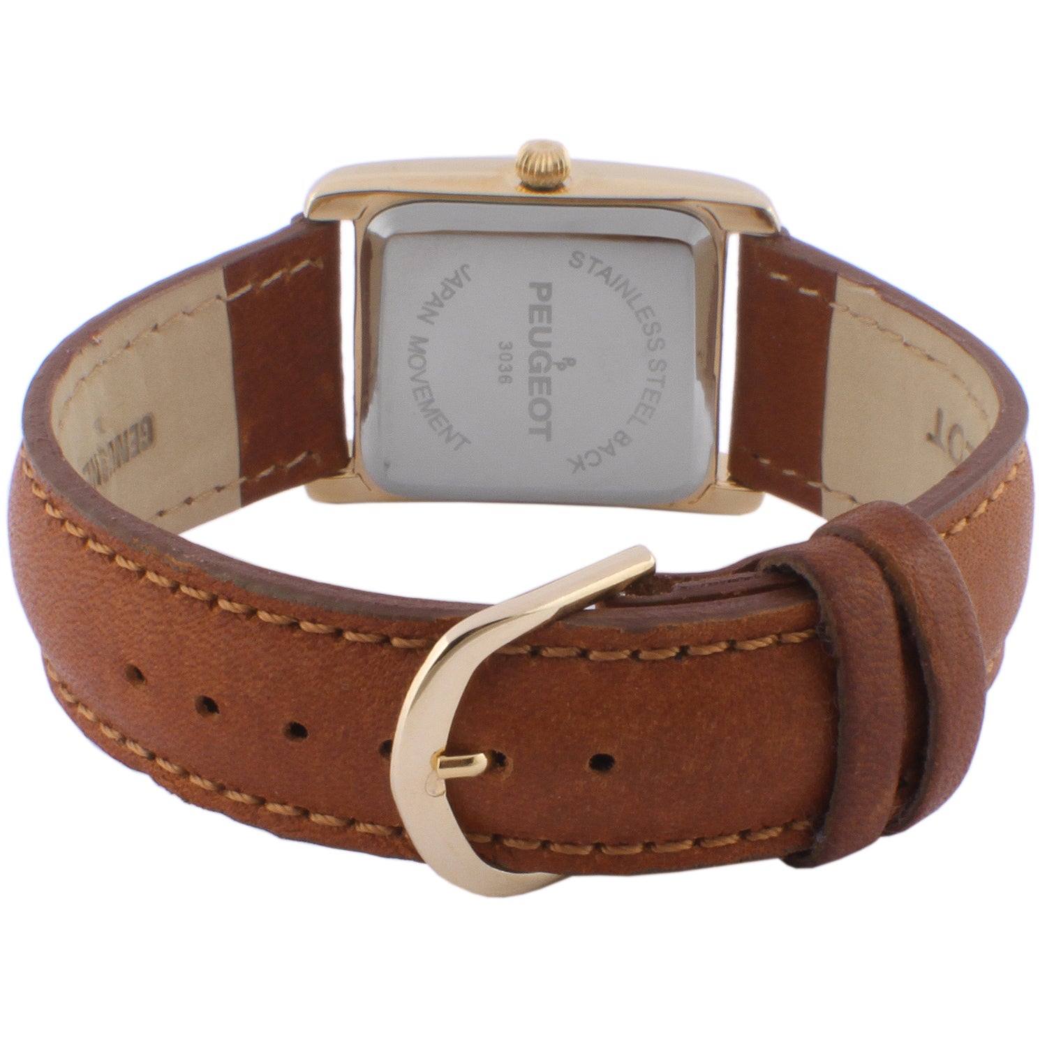 Women's Tank Watch Roman Dial Brown Smooth Leather Strap
