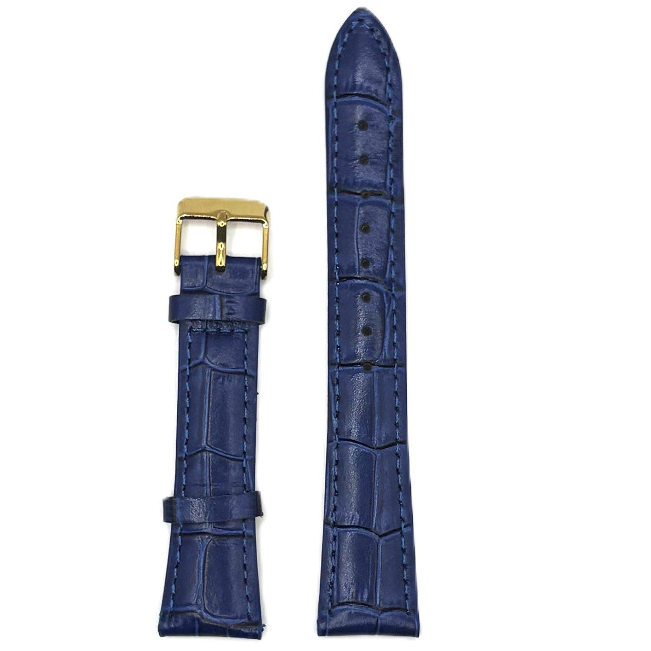 Women's Blue Croc Embossed Leather Strap- Gold Buckle | 18MM