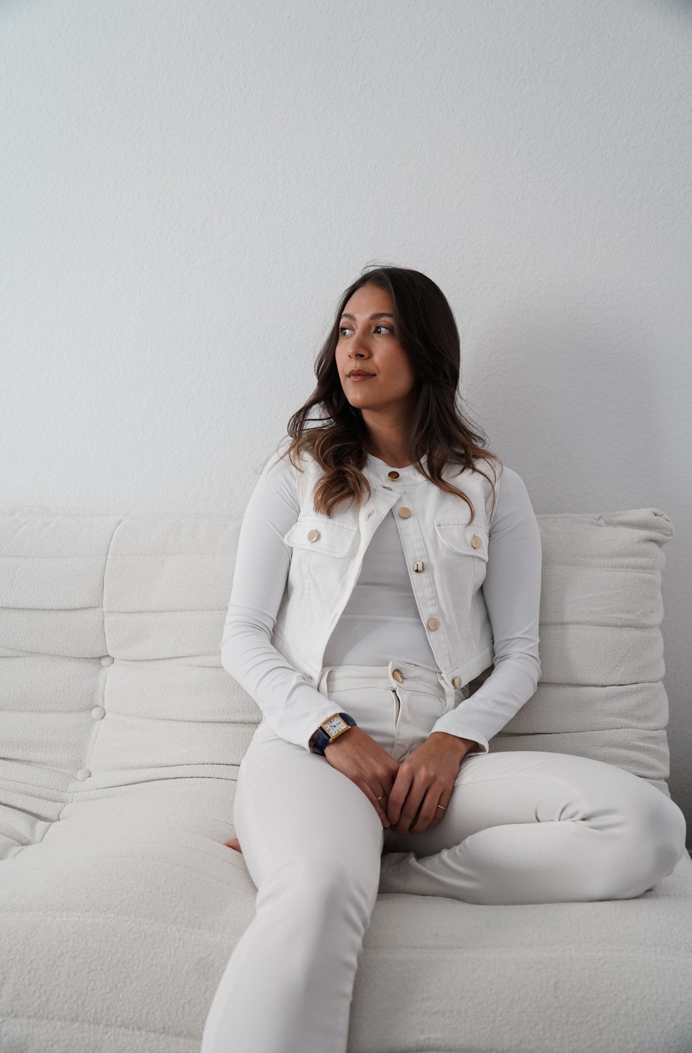 Women's Tank Watch Roman Dial Blue Leather Strap