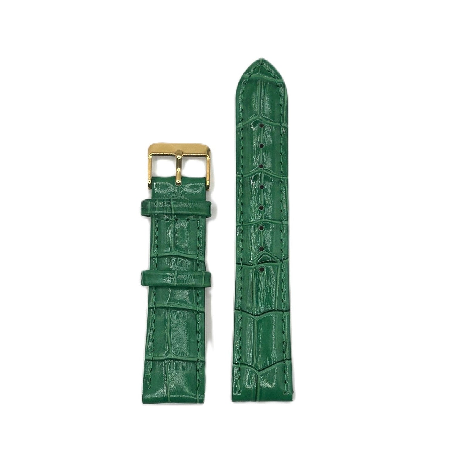 Women's Green Croc Embossed Leather Strap- Gold Buckle | 20MM