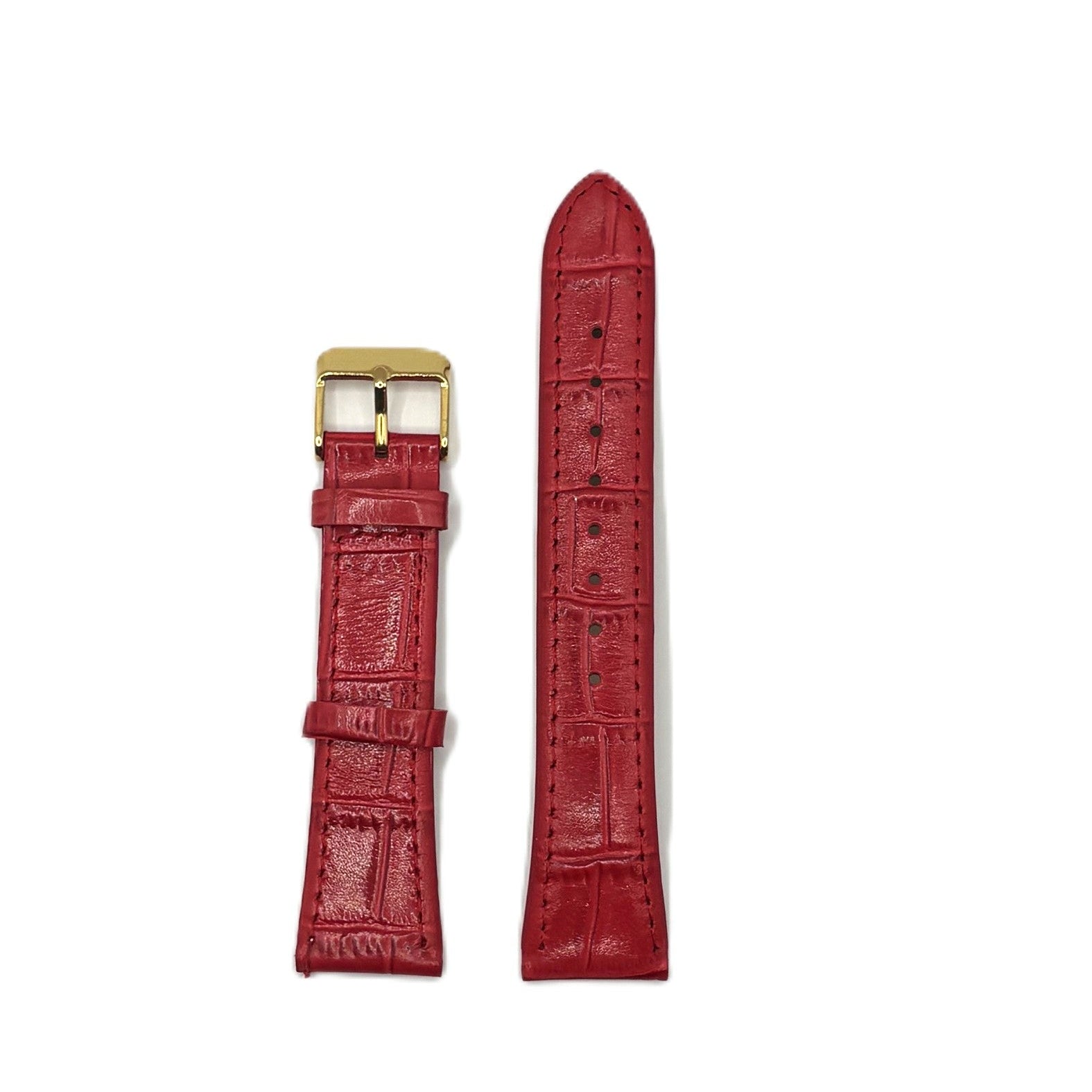 Women's Red Croc Embossed Leather Strap- Gold Buckle | 20MM