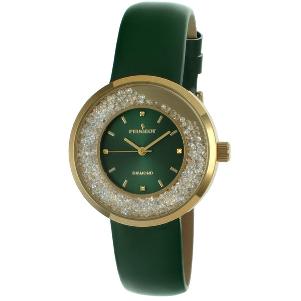 Women s 38mm Green Floating CZ Diamond Dial Watch