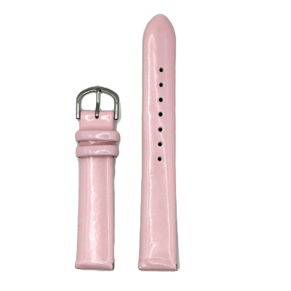 Women's Smooth and Glossy Pink Leather Strap- Silver Buckle | 18MM