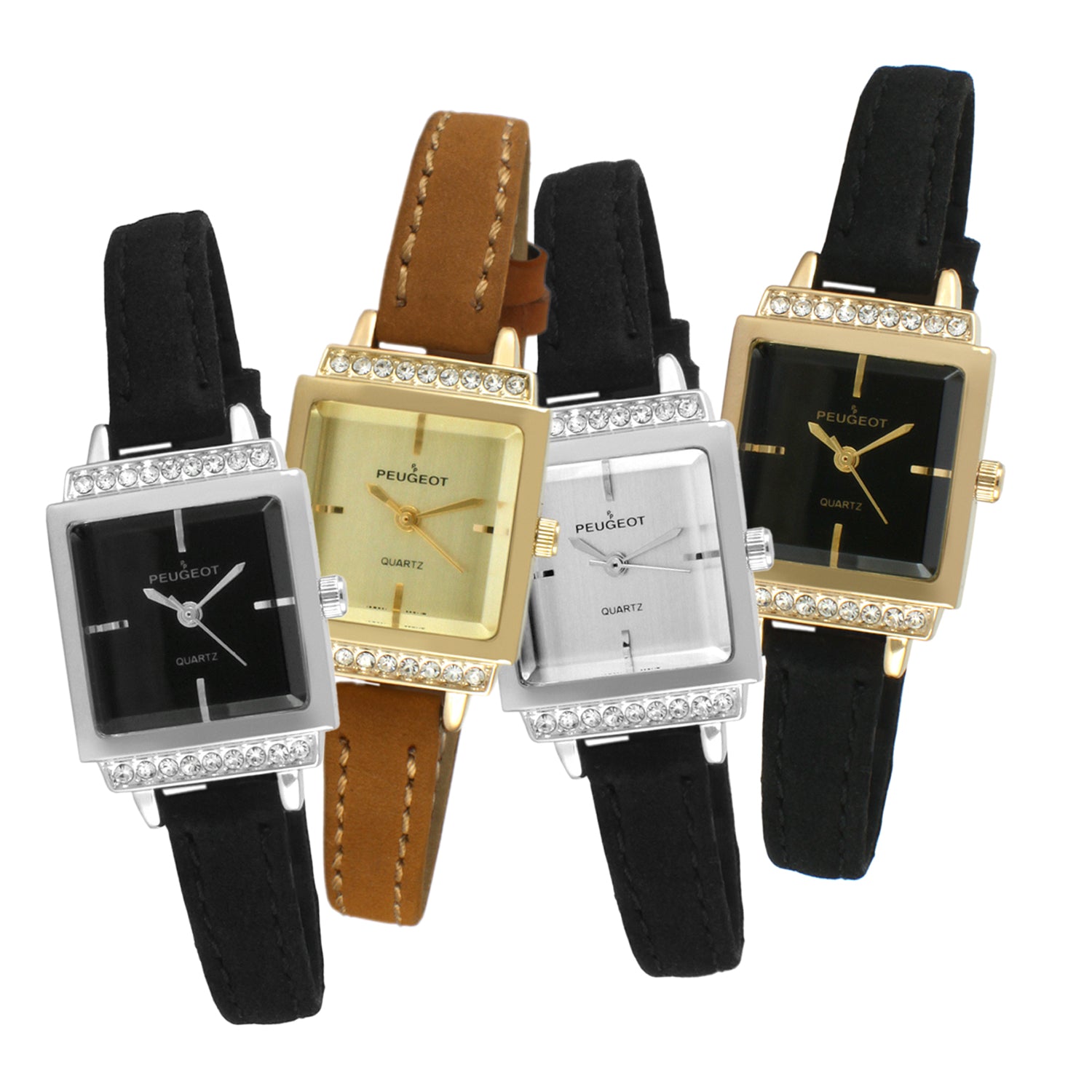 Women's 22mm Crystal Watch Gold Dial & Tan Strap