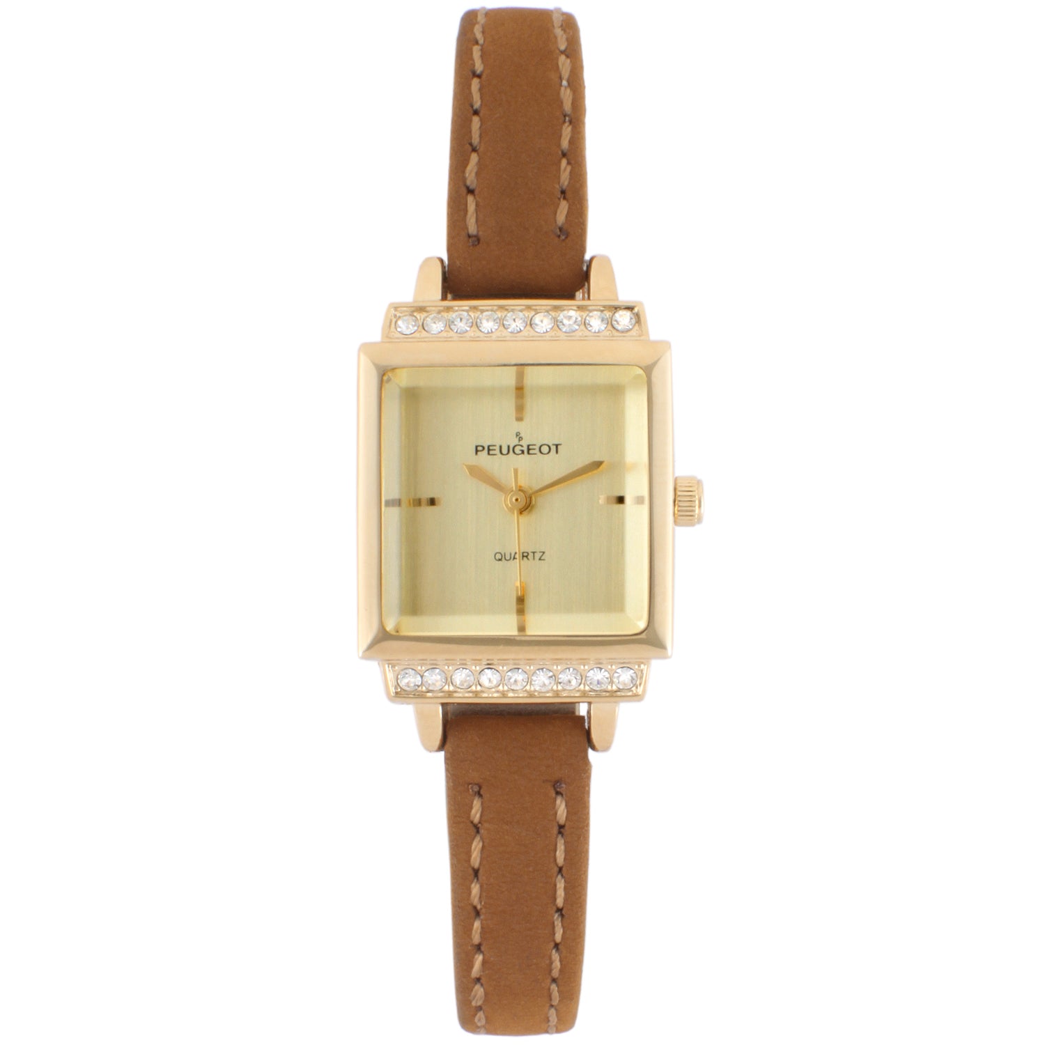 Women's 22mm Crystal Watch Gold Dial & Tan Strap