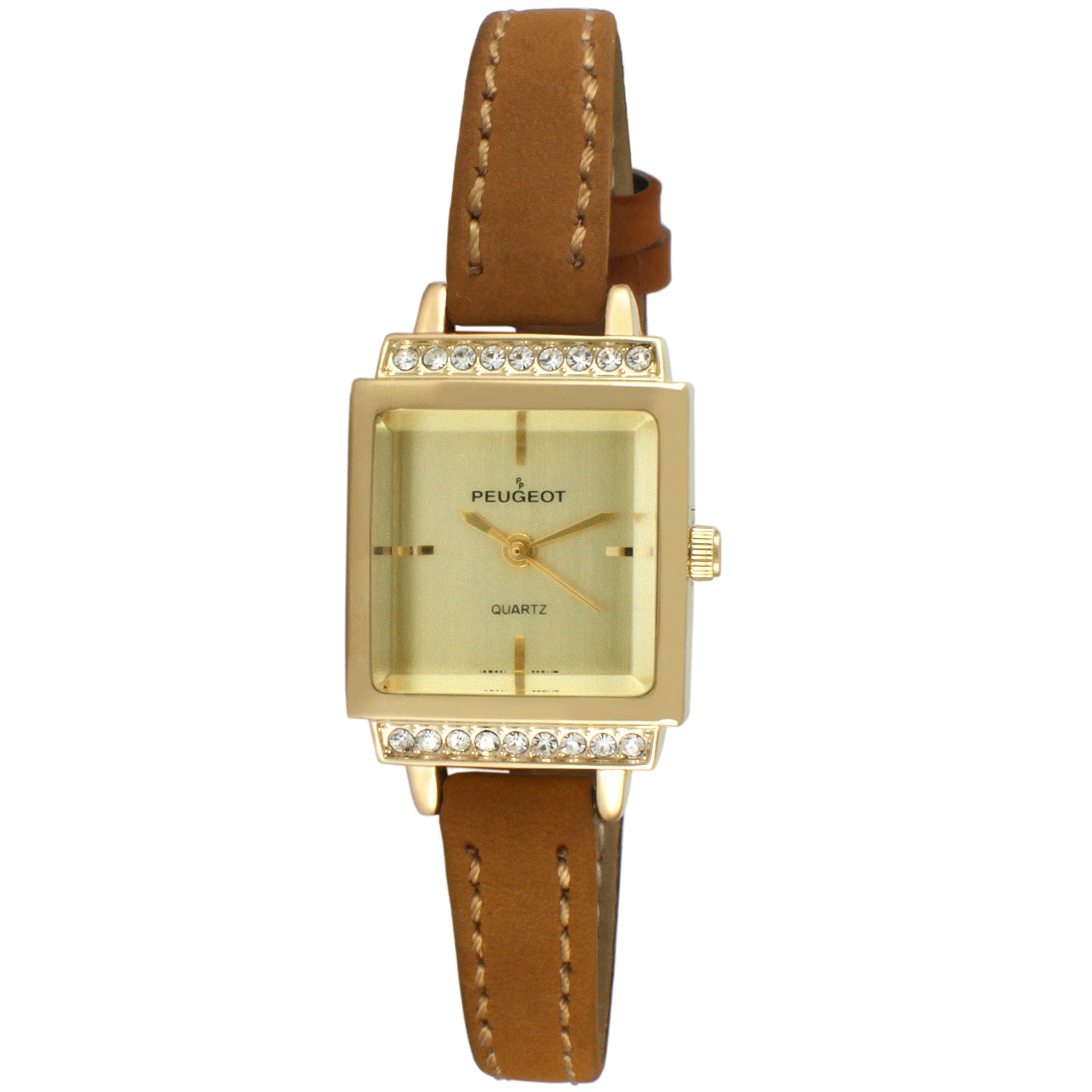 Women's 22mm Crystal Watch Gold Dial & Tan Strap