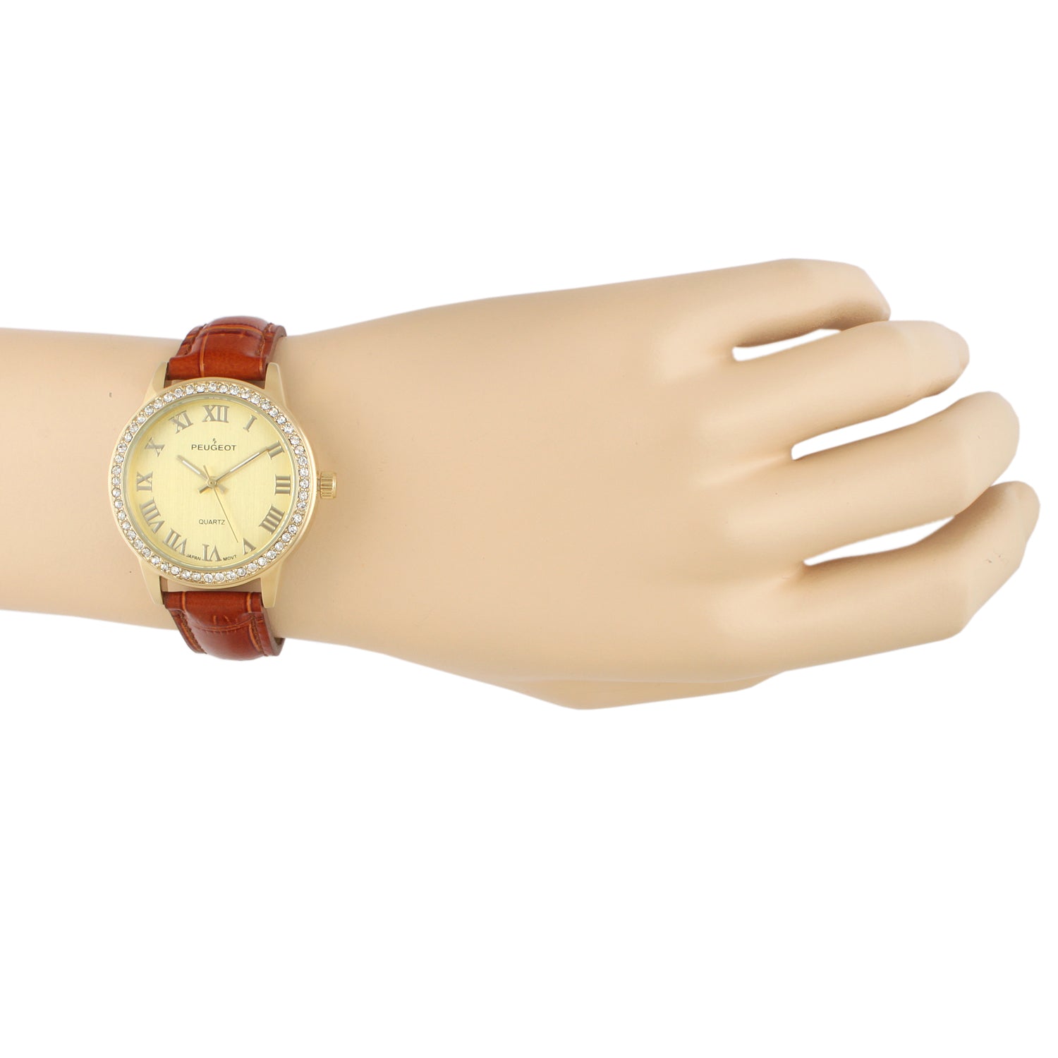 Women's Brown 36mm Classic Watch with Crystal Bezel