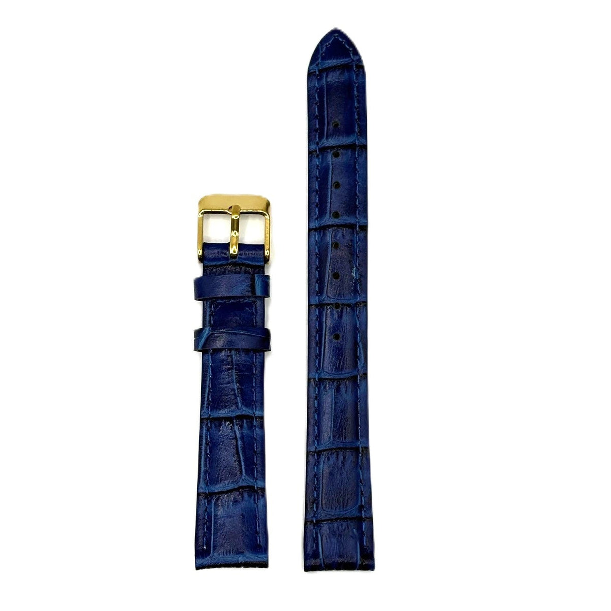 Women's Blue Croc Embossed Leather Strap- Gold Buckle | 16MM