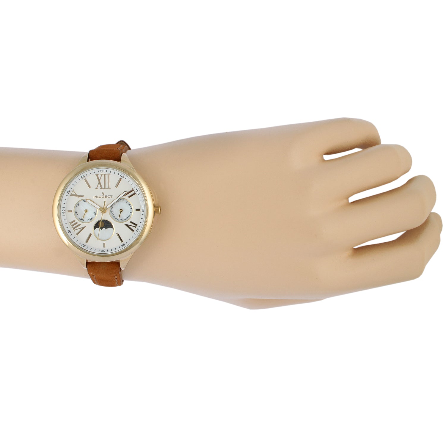 Women 38mm Watch Multi Function Suede Leather Strap