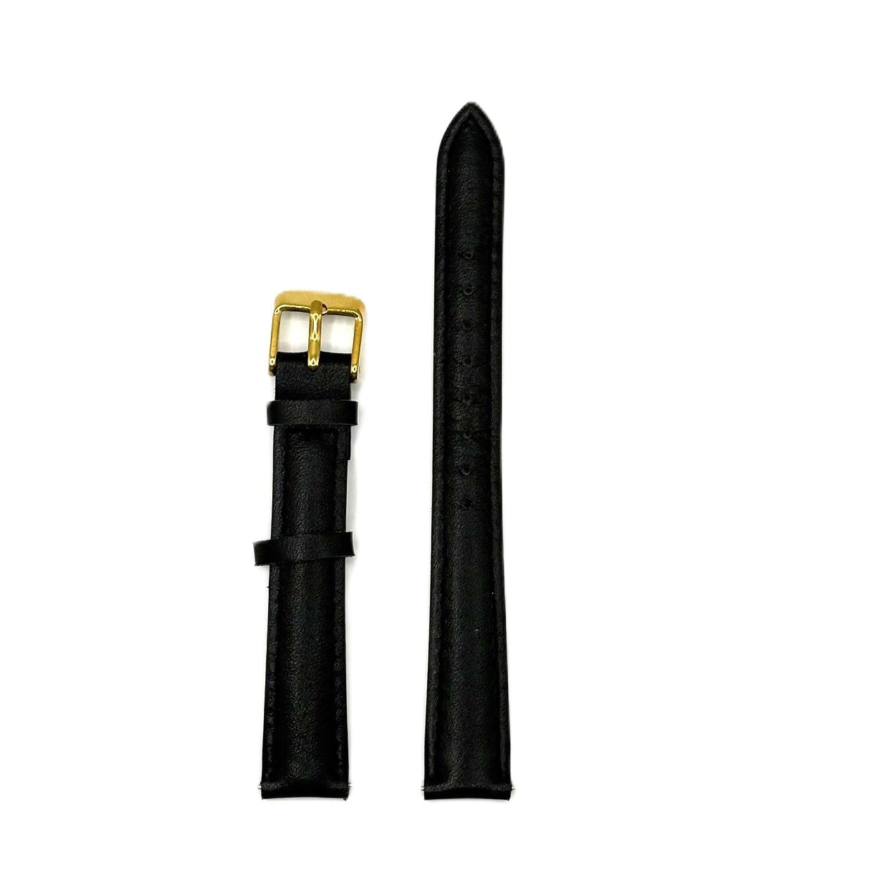 Women's Black Smooth Leather Strap- Gold Buckle | 14MM