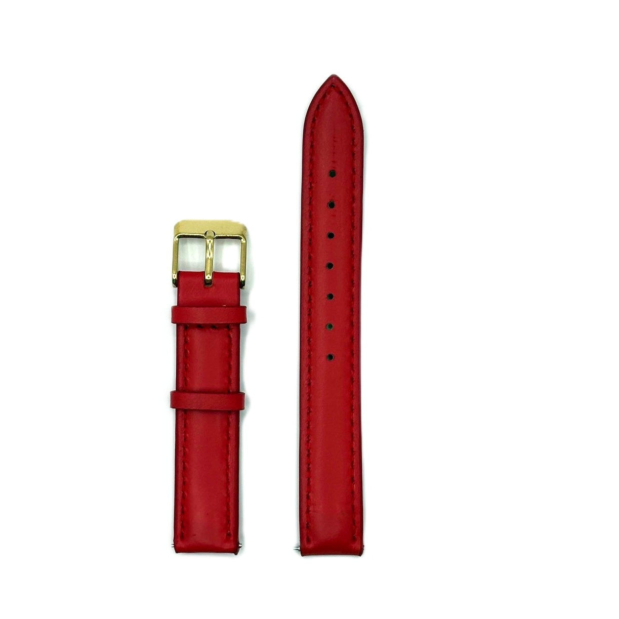 Women's Red Smooth Leather Strap- Gold Buckle | 14MM