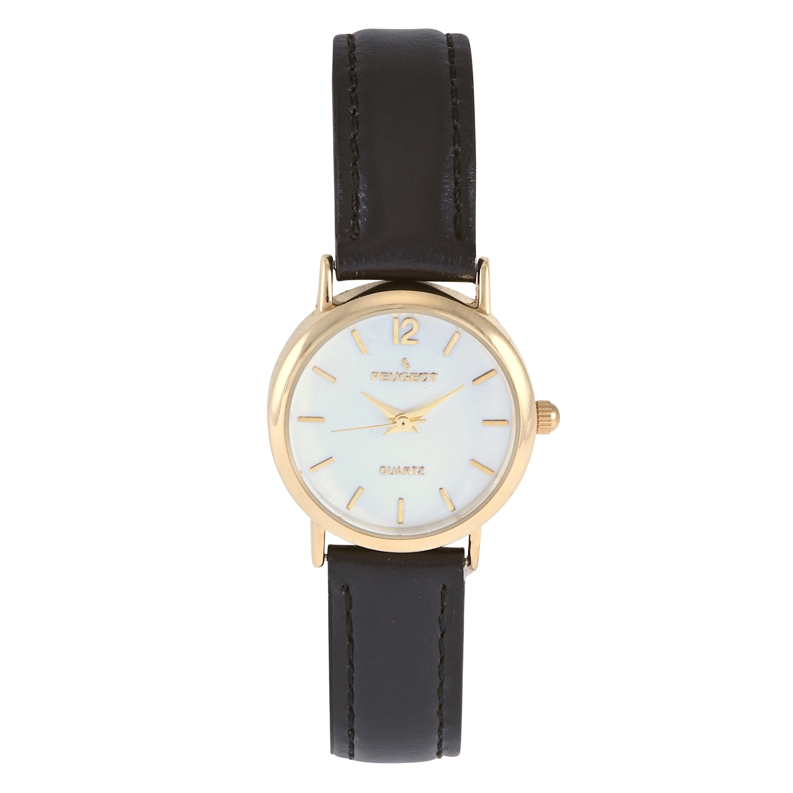 Women's Classic 24mm White Watch with Easy-to-Read Numerals and Black Strap