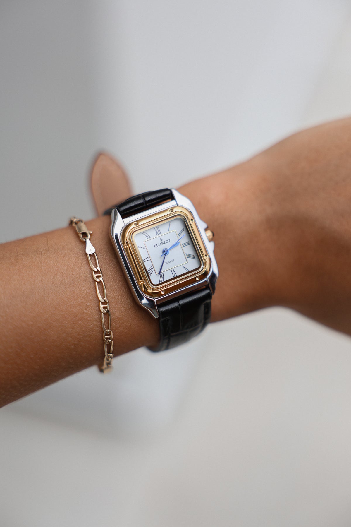 Women's Watch 32mm Square Tank Shape Black Leather Strap Watch