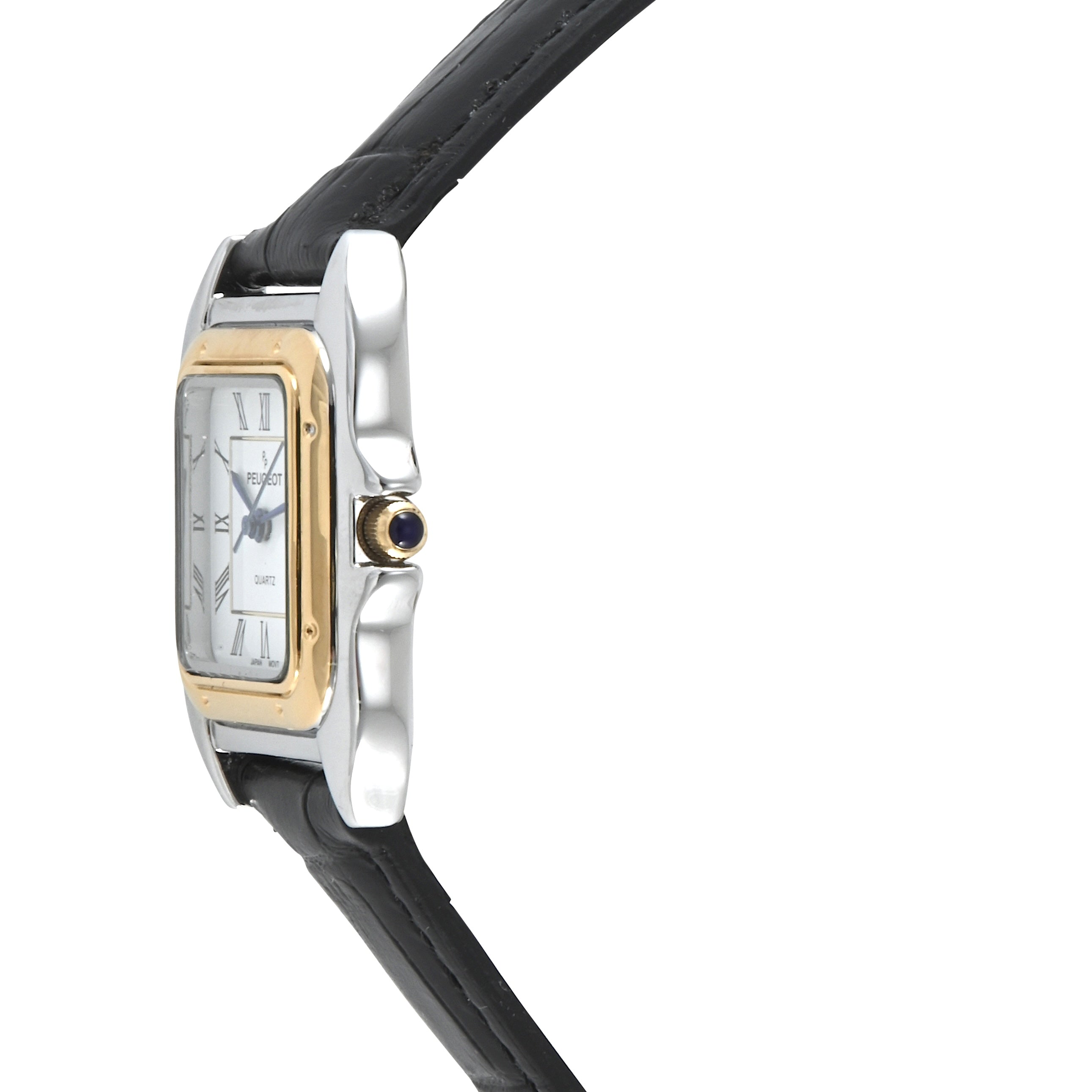 Women's Watch 36mm Square Tank Shape Black Leather Strap Watch