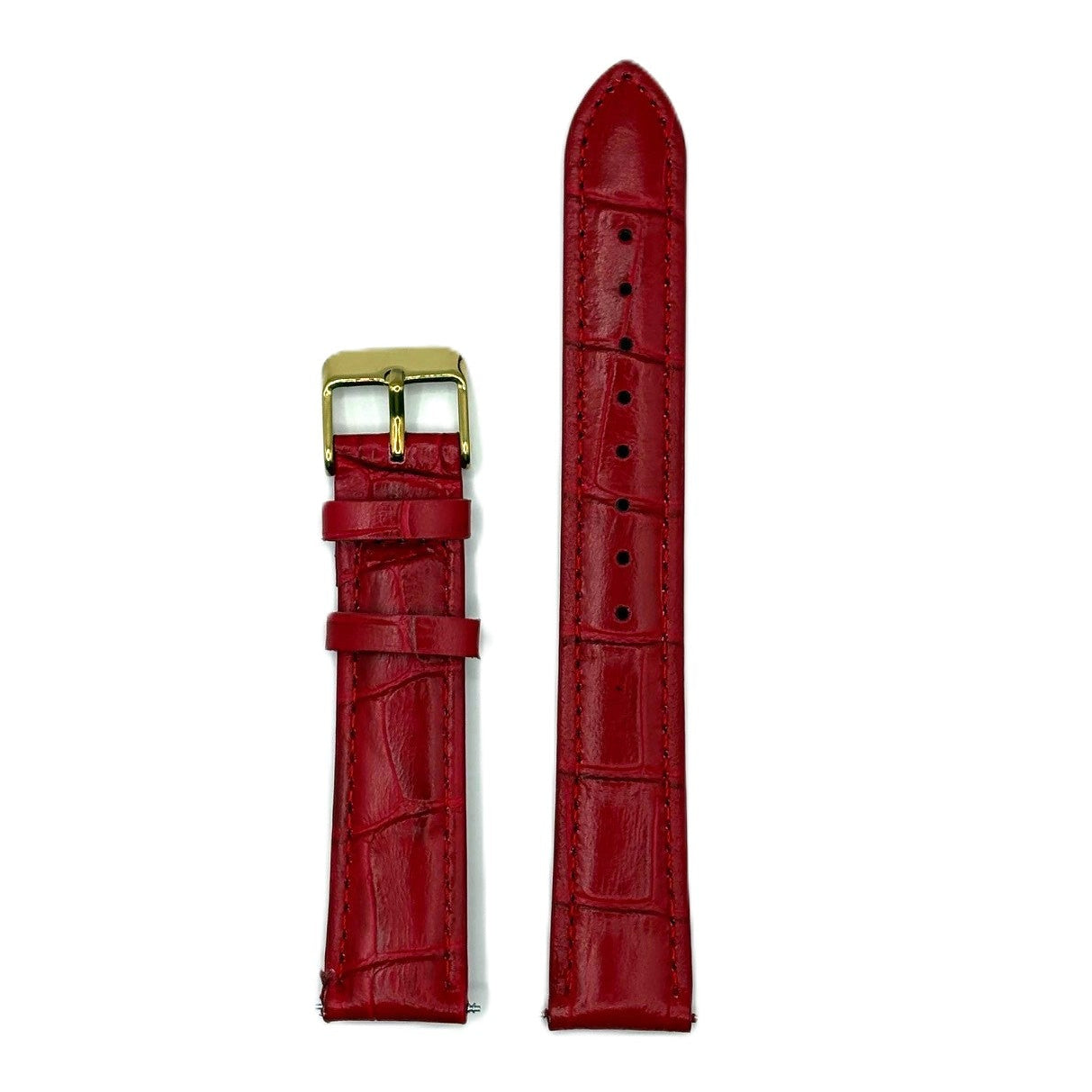 Women's Red Croc Embossed Leather Strap- Gold Buckle | 18MM