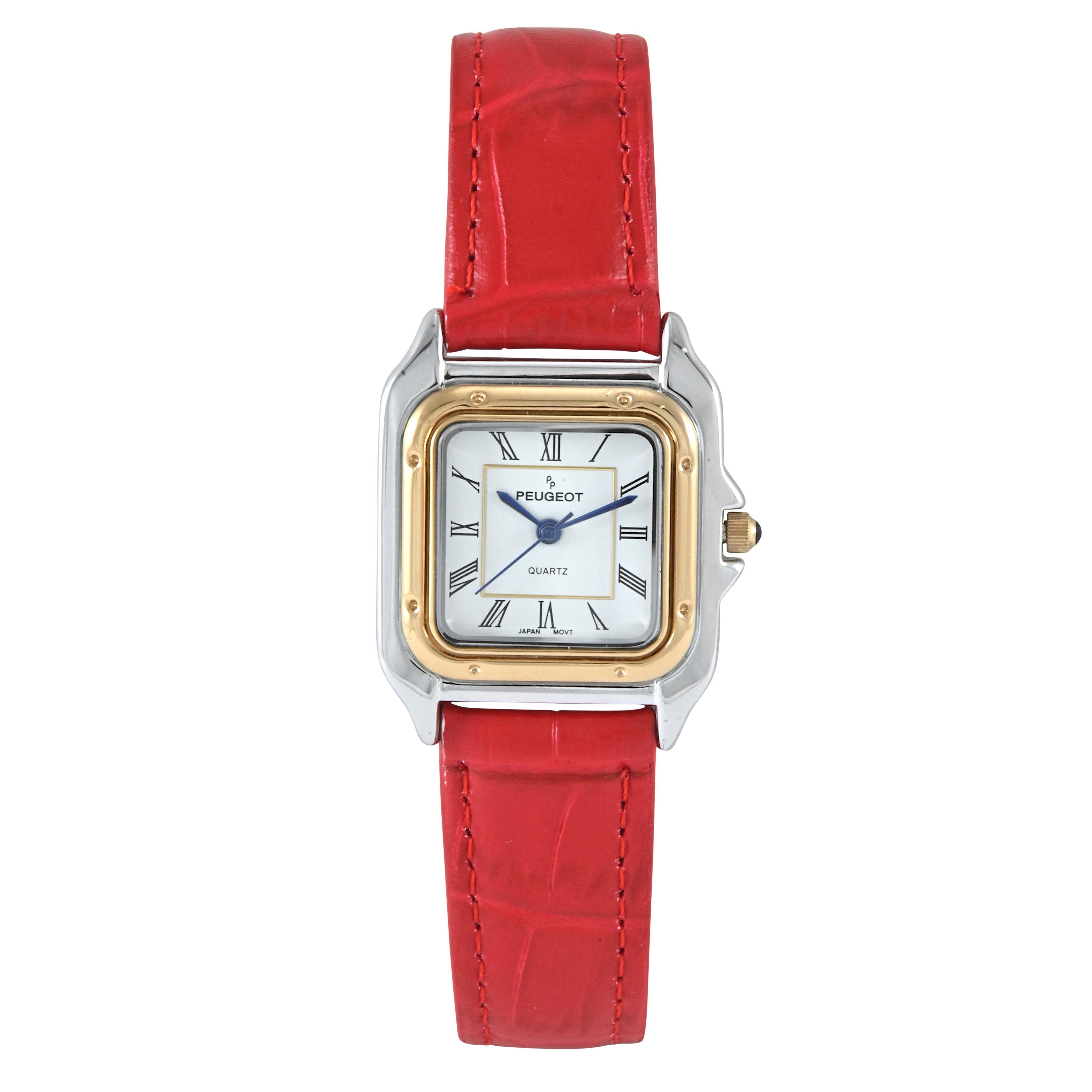 Women's Watch 36mm Square Tank Shape Red Leather Strap Watch