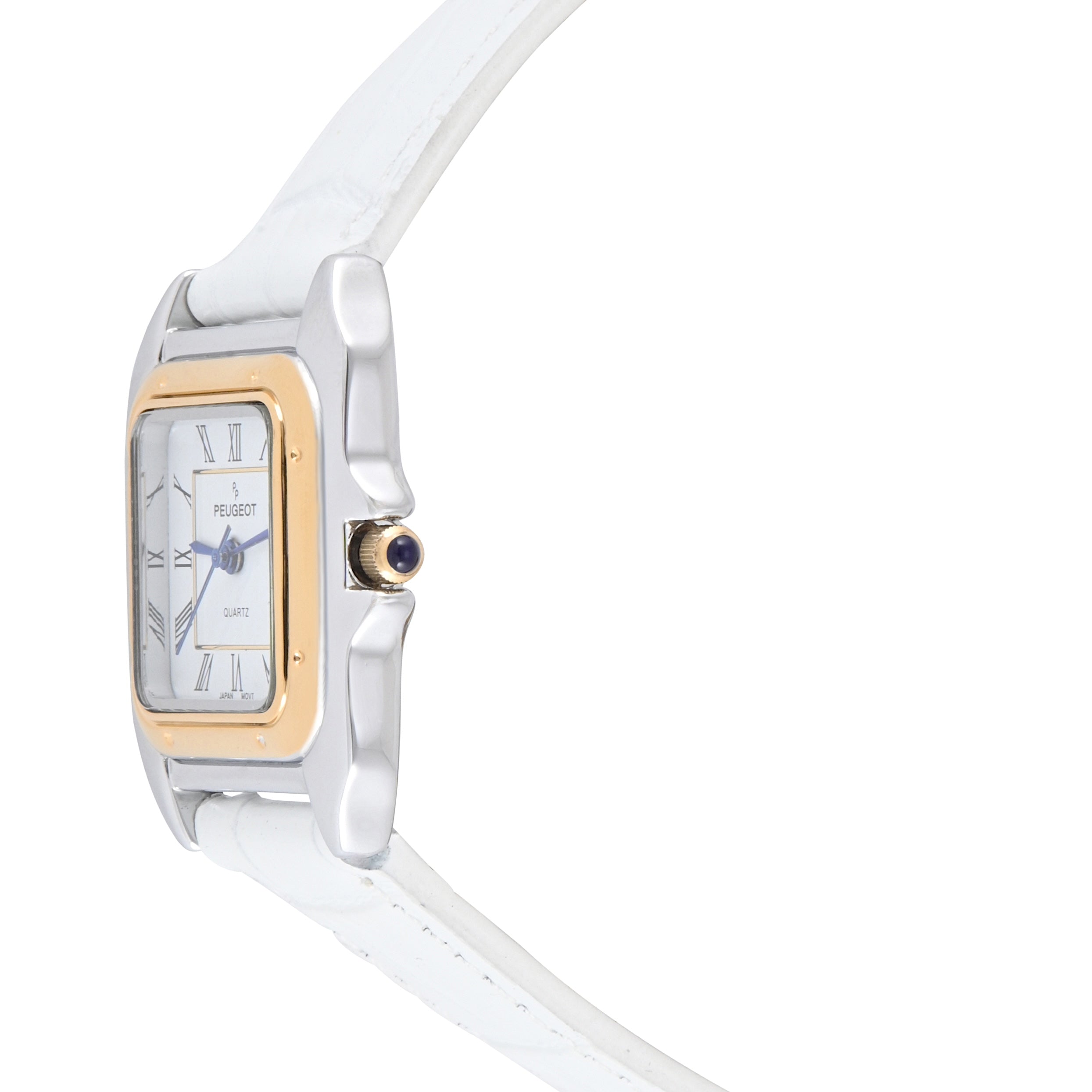 Women's Watch 36mm Square Tank Shape White Leather Strap Watch