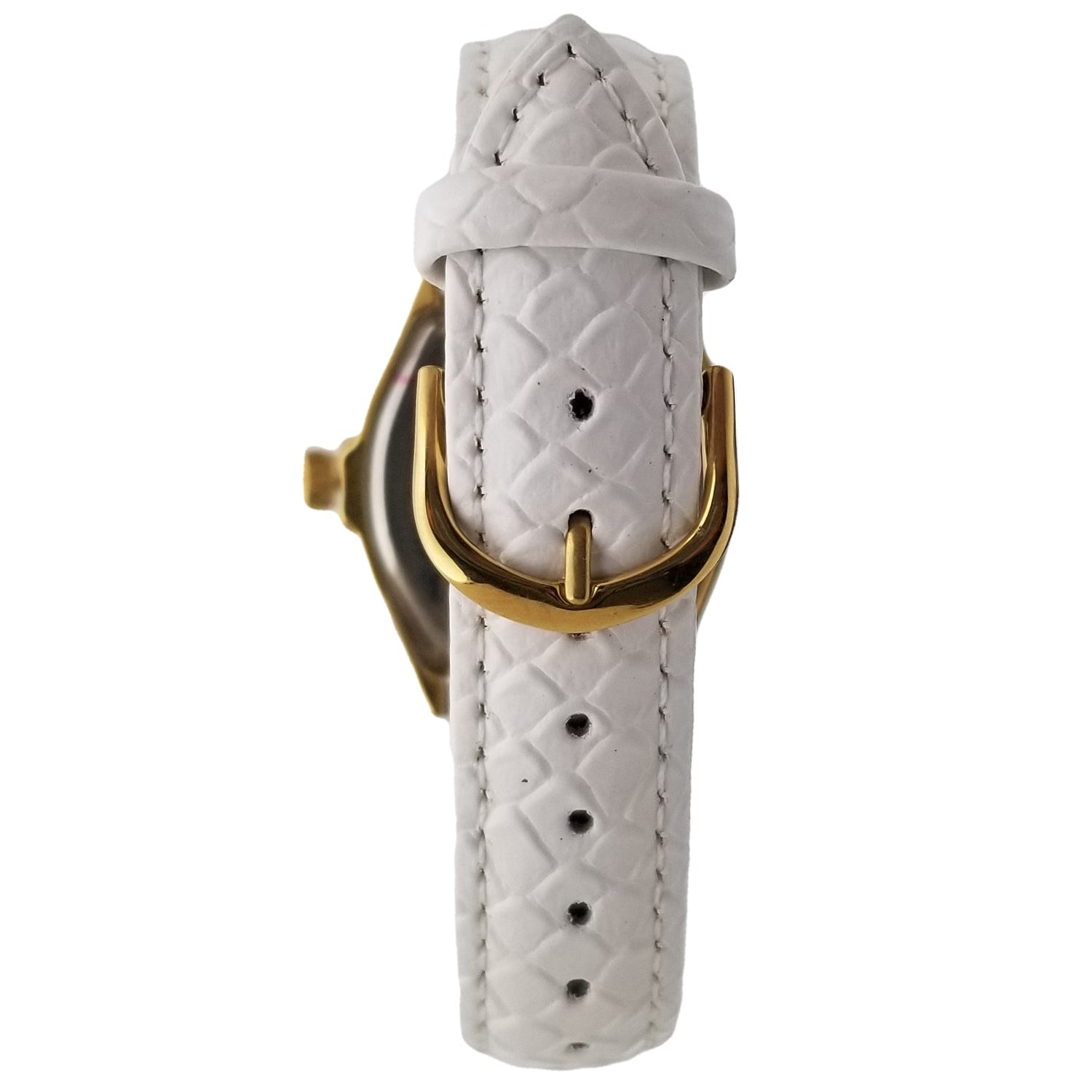 Women's 36mm White Watch Barrel Shaped Tank Case Leather Strap