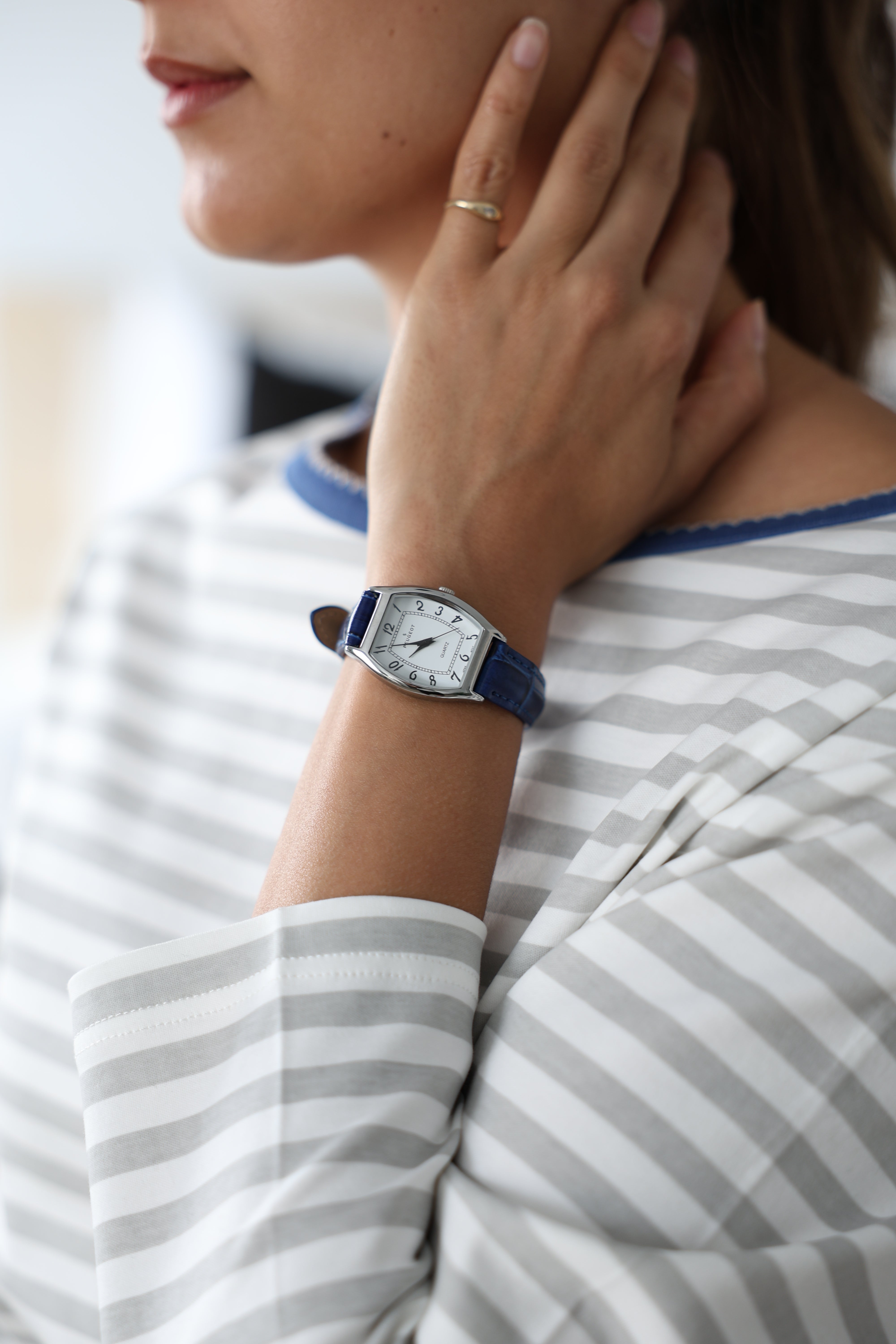 Women's 26 x 32mm Cushion Shape Watch with Blue Leather Band