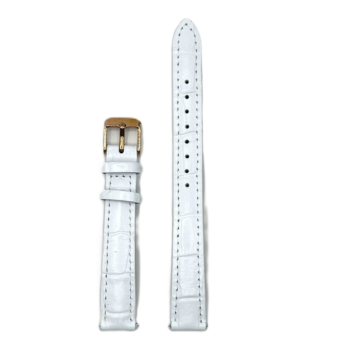 Women's White Croc Embossed Leather Strap- Rose-Gold Buckle | 14MM