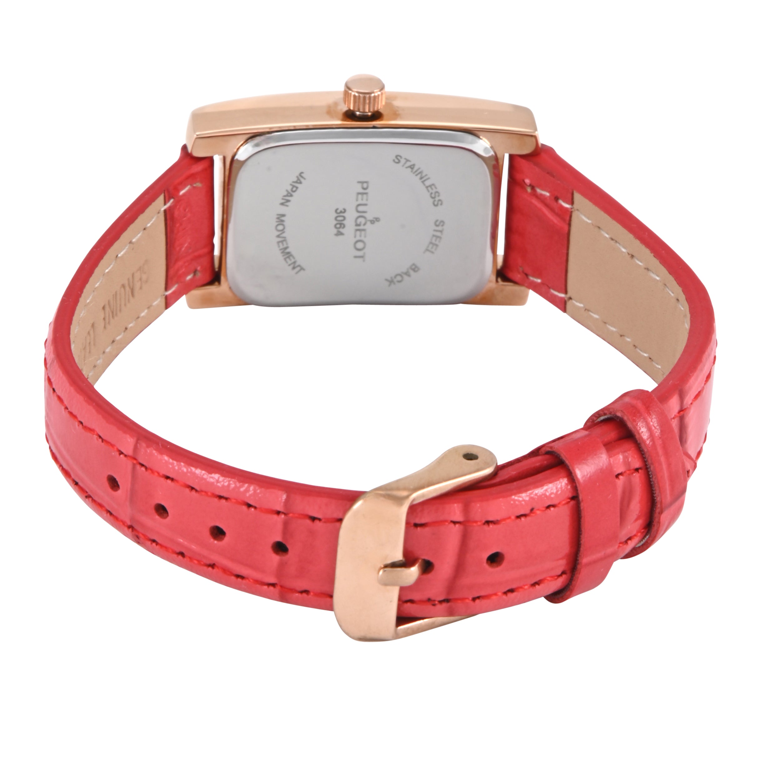Women's Contour Tank Shape Case Red Watch with Roman Numerals